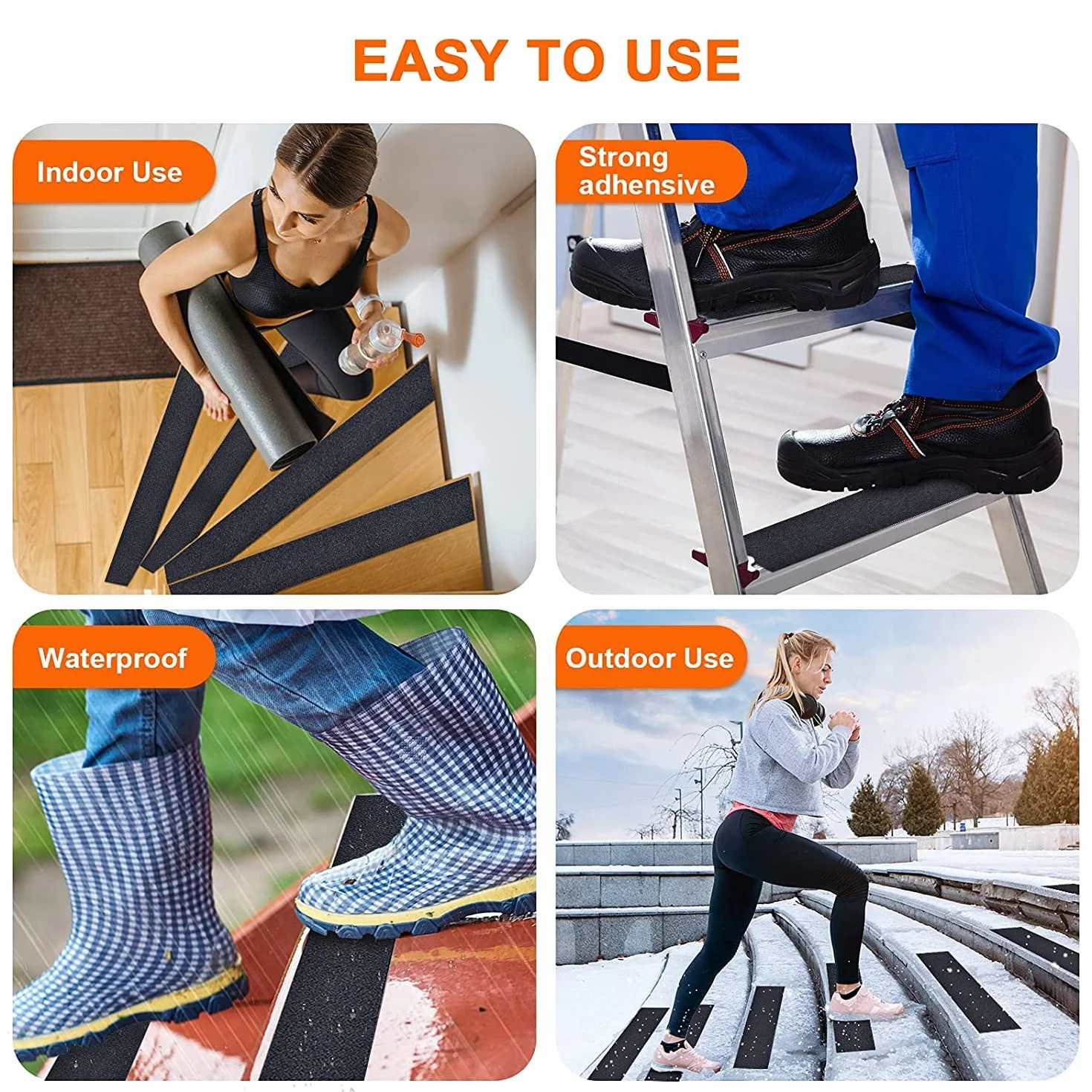 Cinta Antideslizante Escaleras, 25cm*5m, Cinta Antideslizante Seguridad, Cinta Adhesiva Antideslizante Para Interiores y Exteriores, Excelente Tracción, Impermeable, Negro