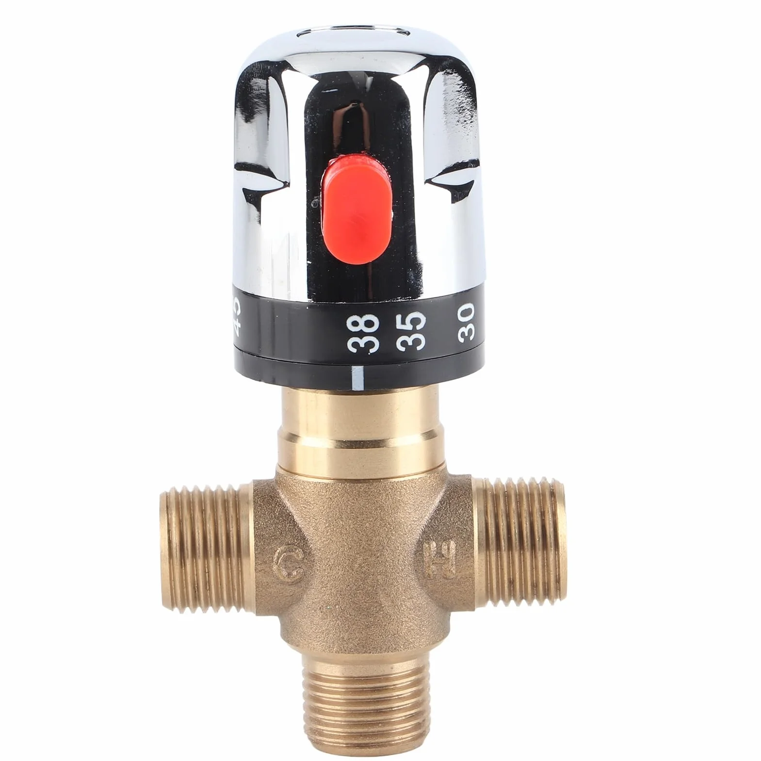 Válvula mezcladora termostática de 4 vías, mezclador termostático de temperatura del agua, válvula mezcladora termostática G1/2 para sistema de ducha, baño, tubo, cuenca, agua caliente