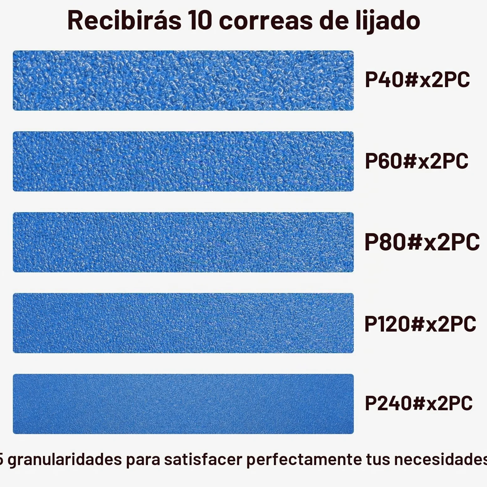 Bandas de Lija 100 x 915 mm 10 Piezas grano 40/60/80/120/240 | Bandas Abrasivas de Corindón de Circonio para Lijadora de Banda para Metal, Madera