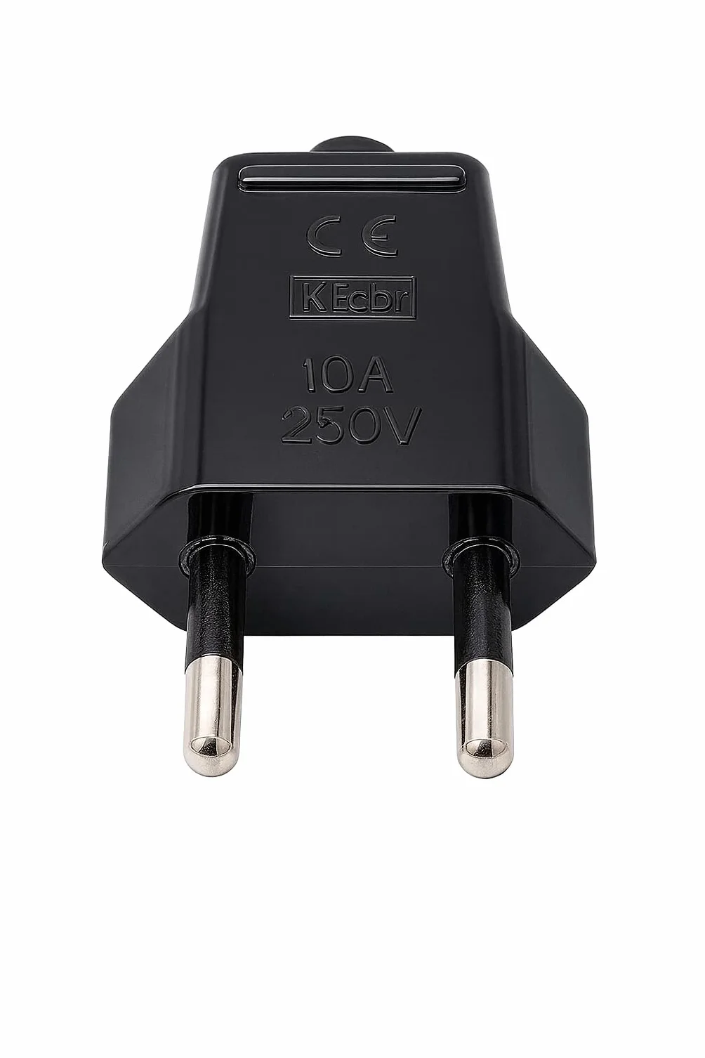 Clavija Bipolar Macho 10A 250V Negra IP20 Enchufe Bipolar Recto sin TT Contactos de Latón Niquelado Conector Eléctrico Tipo Macho