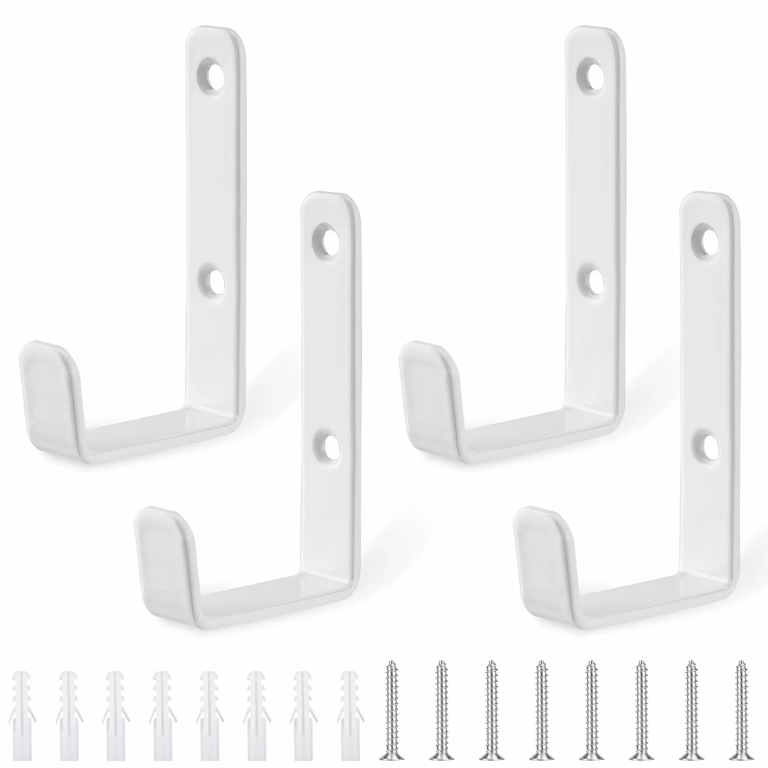 Ganchos Resistentes para Pared en Forma de J, Soporte de Hierro Blanco para Garaje