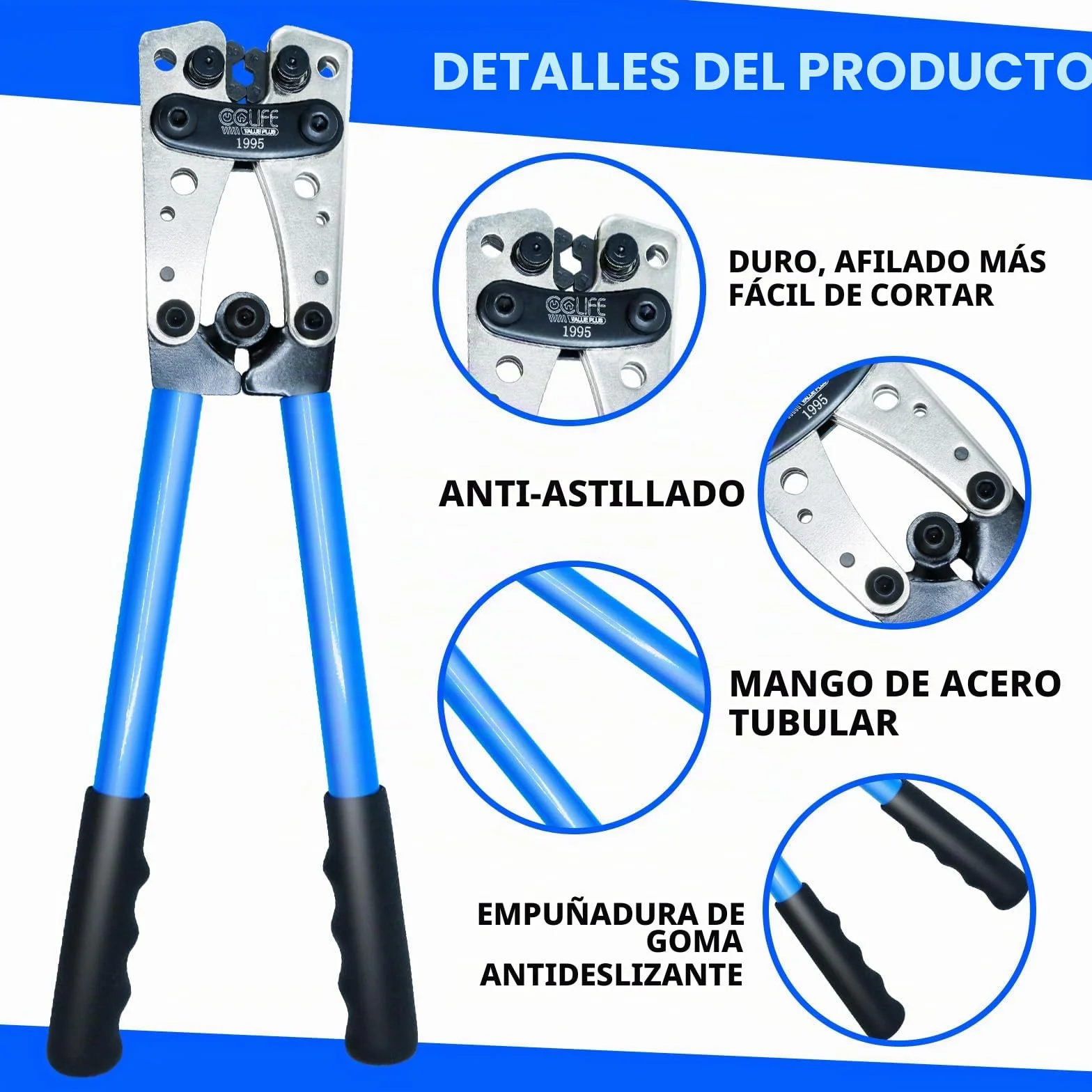 CCLIFE Crimpadora Terminales Electricos Alicates 6-50 mm² (AWG 10-0)
