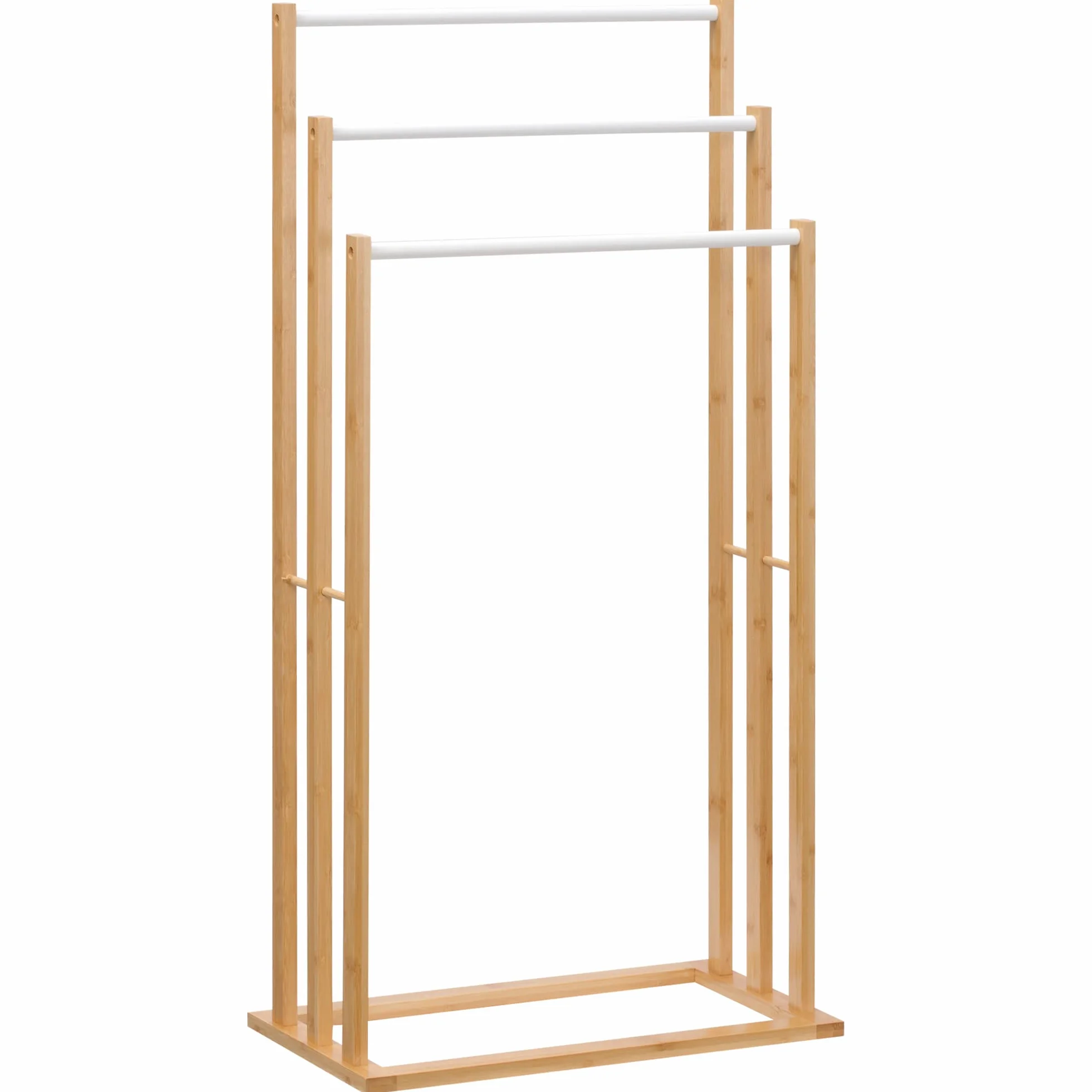 HOMCOM Toallero de Pie de Bambú con 3 Barras Toallero Independiente de 3 Niveles para Baño Lavadero 48x25,8x94 cm Natural