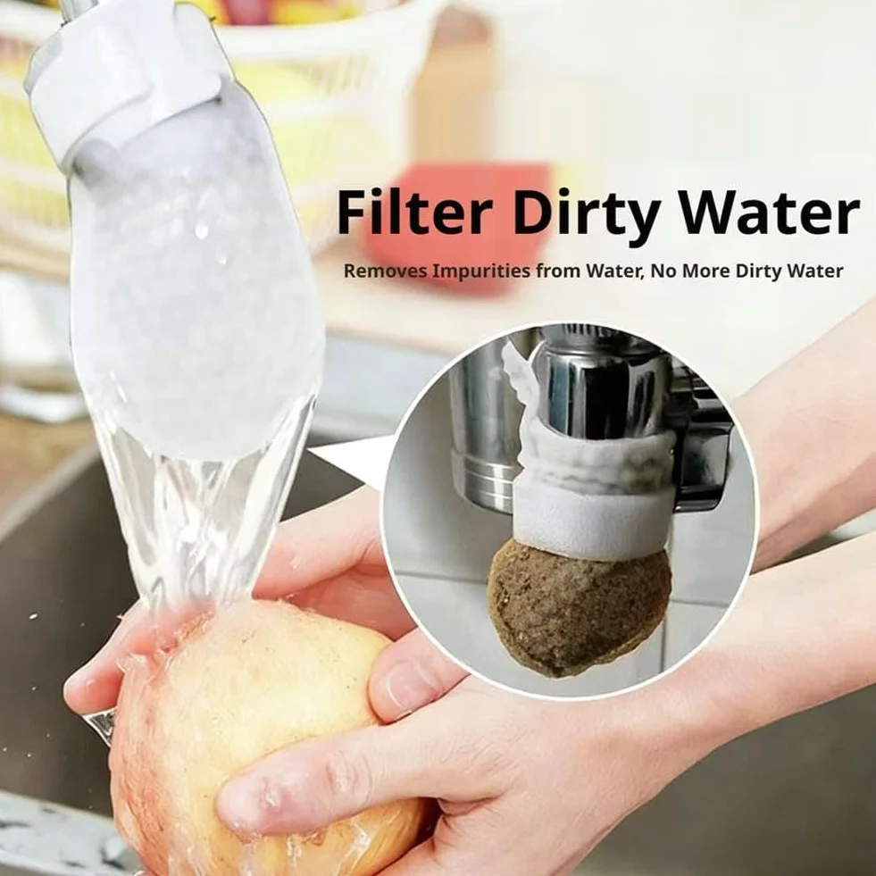 Bolsa Filtrante para Grifo, Filtro de Agua Universal y Reutilizable para Fregadero de Cocina, Filtro Transparente para Grifos, Retiene Óxido, Sedimentos e Impurezas; Incluye Correa (50 piezas)