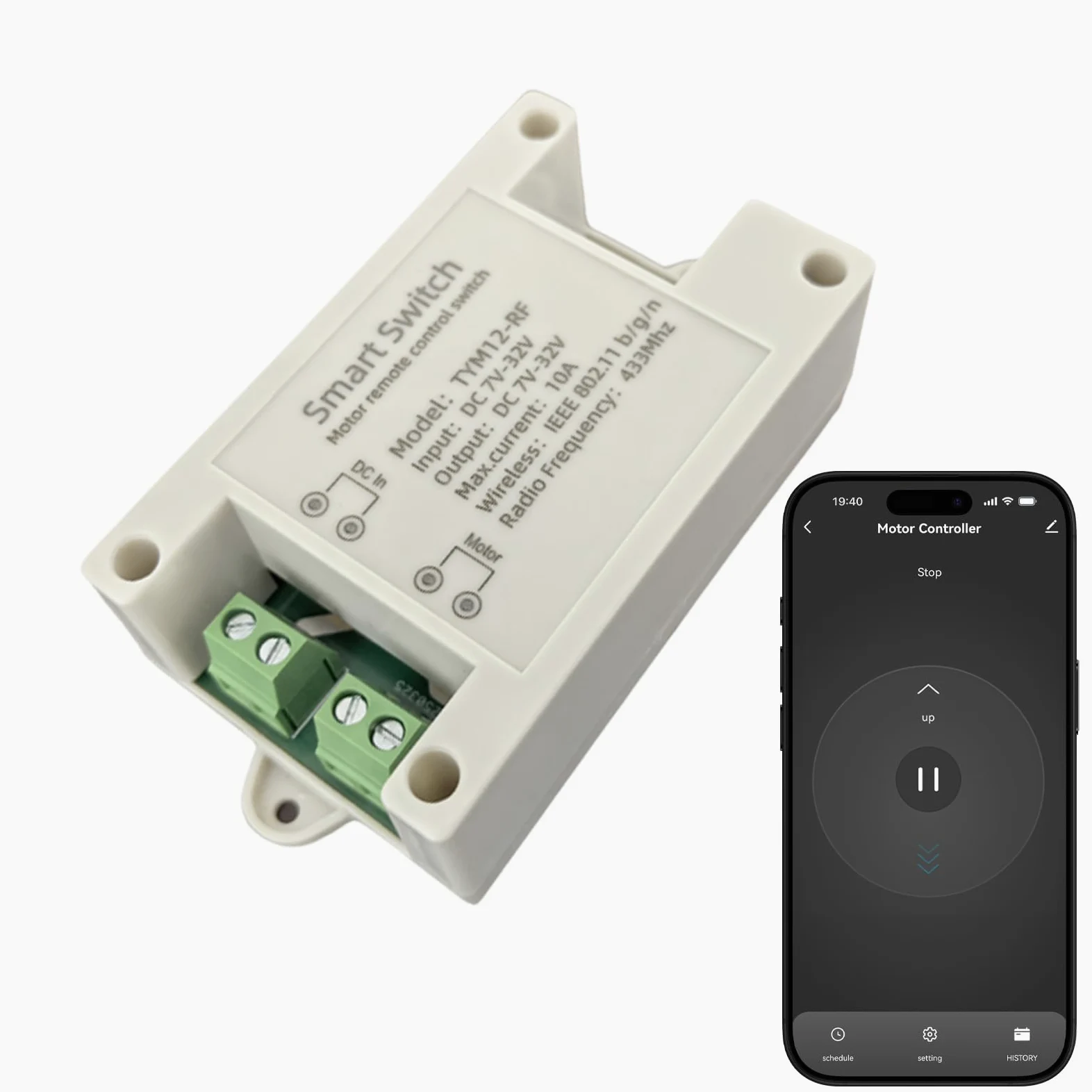 Controlador de motor de CC inalámbrico inteligente de avance y retroceso, adecuado para el control remoto de la Tuya Smart App actuador lineal de DC 7 V a 32 V y válvula solenoide
