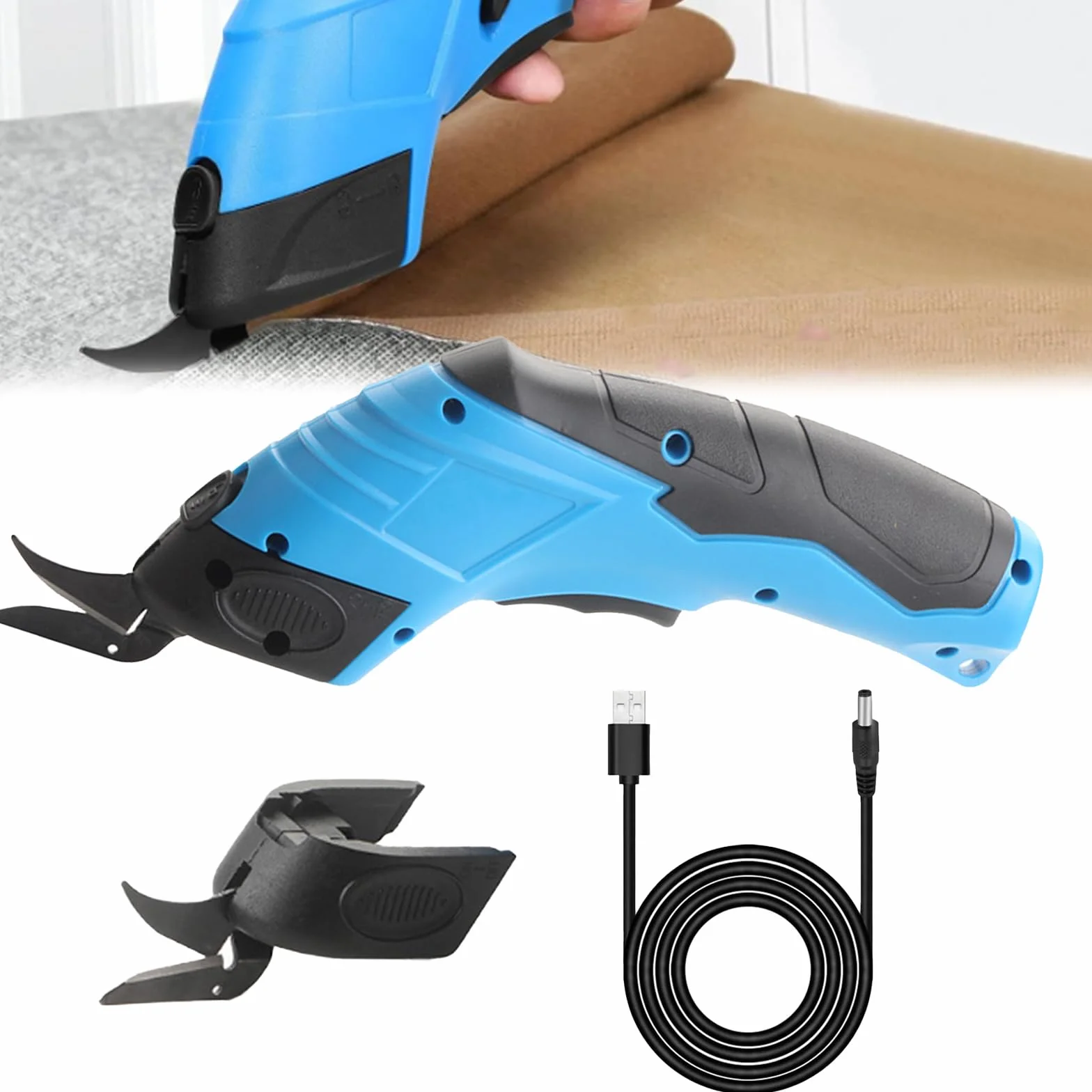 Tijeras Eléctricas, Tijeras De Costura 1500MAH Tijeras Electrica Costura Tijeras Electricista 3.6V Cortadora De Tela Y Cartón Herramientas Electricista Para Tela Para Cartón Cuero Alfombra PVC
