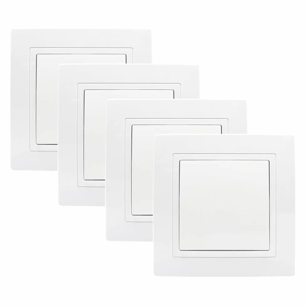 4 Unidades de Interruptores de Encendido/Apagado Empotrados, Todo en uno Interruptor Estándar Europeo Blanco 250V 10A