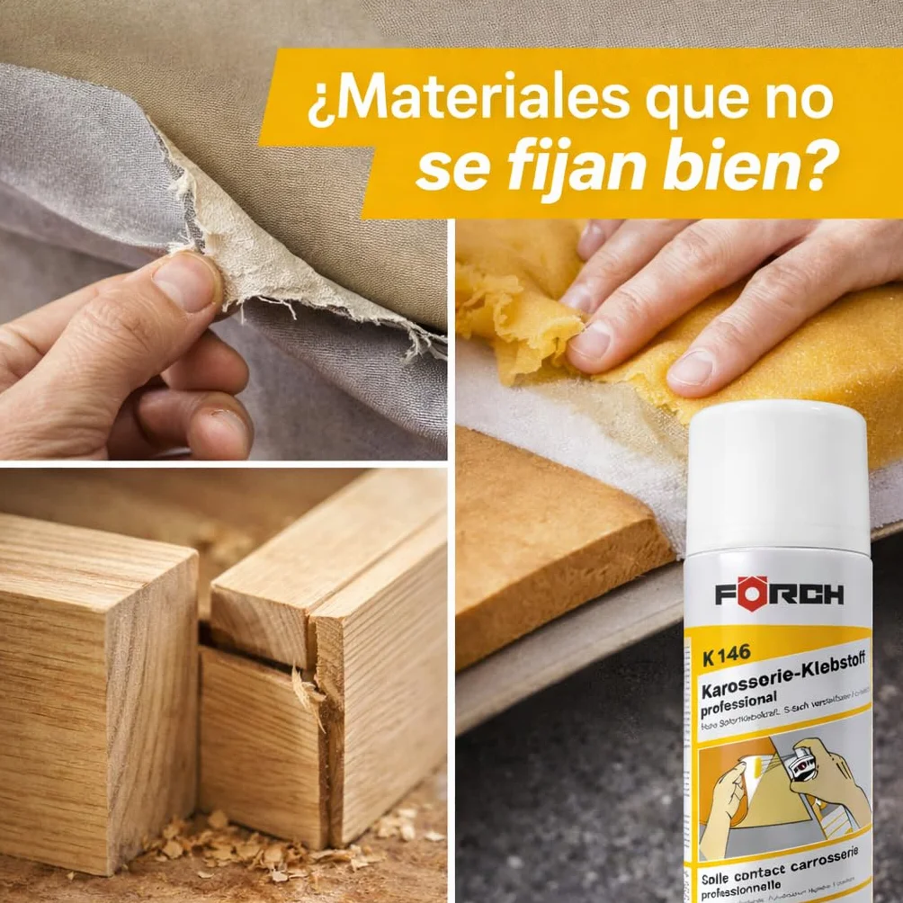 Cola de Contacto en Spray Förch, Pegamento en Spray ideal para Tapicería Coche, Espuma, Tela, Madera, Metal y Hormigón - 2 Unidades