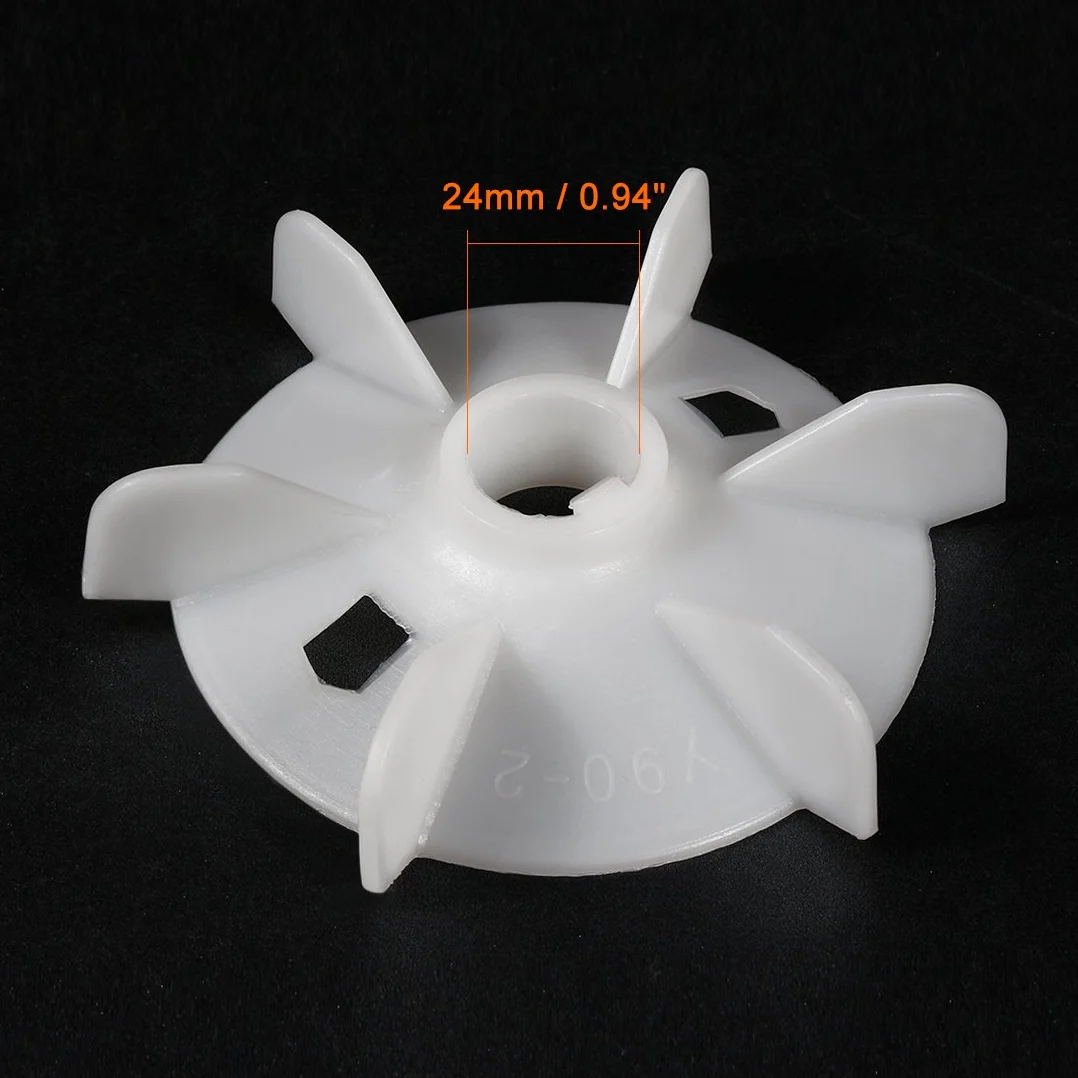 sourcing map 1Pcs 130 * 24mm Reemplazo de eje redondo Plástico blanco 6 Impulsor Paleta de ventilador del motor
