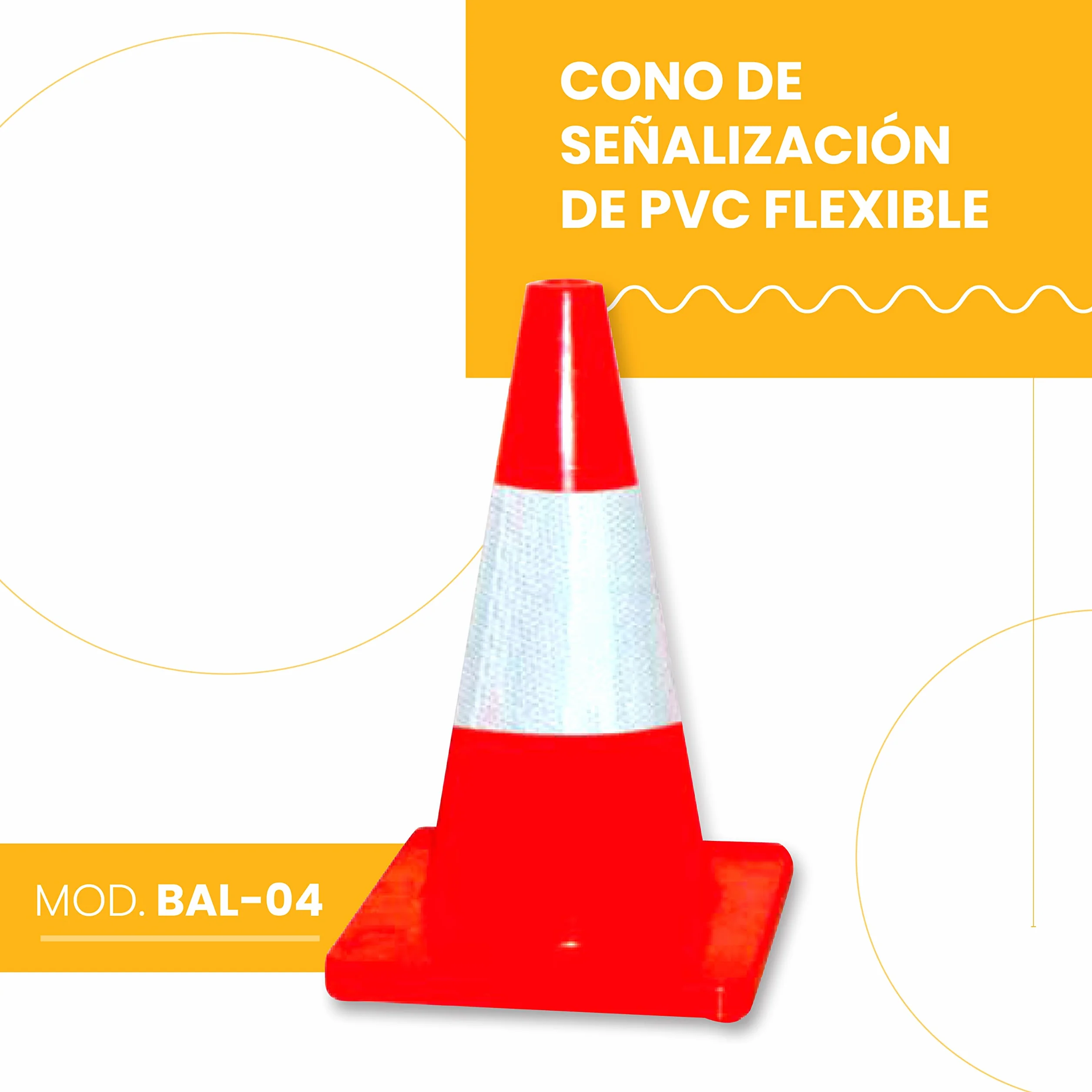 PARKING FACIL | Cono de Señalización de PVC Flexible | Elementos de Balizamiento | Cono de Tráfico | Elementos de Seguridad Vial | Tamaño: 45 cm | 1 Unidad