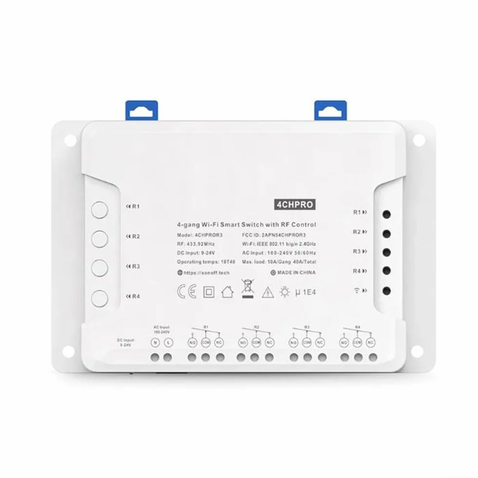 Módulo de interruptor de luz inteligente inalámbrico, control RF 4 canales para Sonoff 4CH R3 y 4CH PRO R3, Alexa Home, blanco