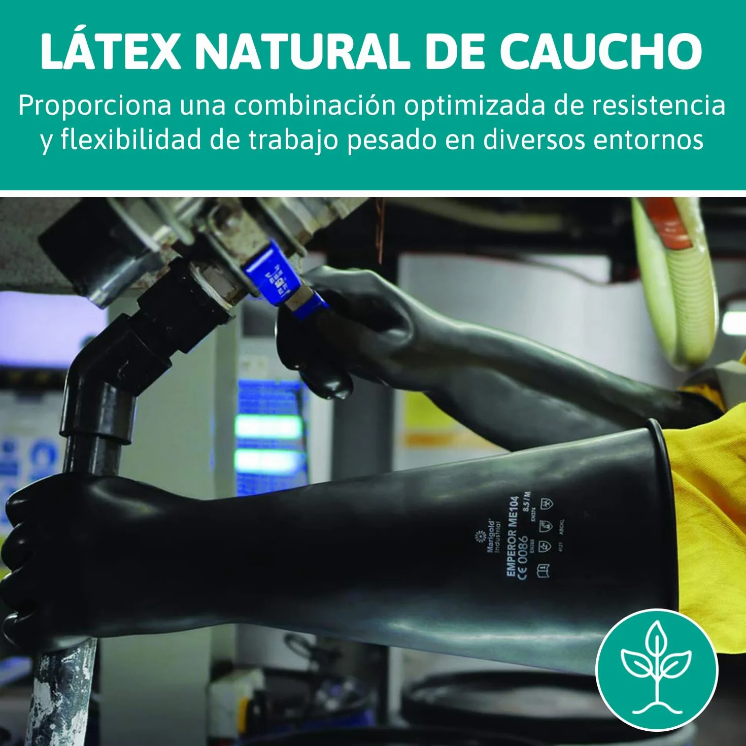 Ansell Guantes de látex de protección química AlphaTec 87-104, guantes de protección para las industrias mecánica y química, buena flexibilidad y elasticidad, 1 par, talla 8.5 (M)