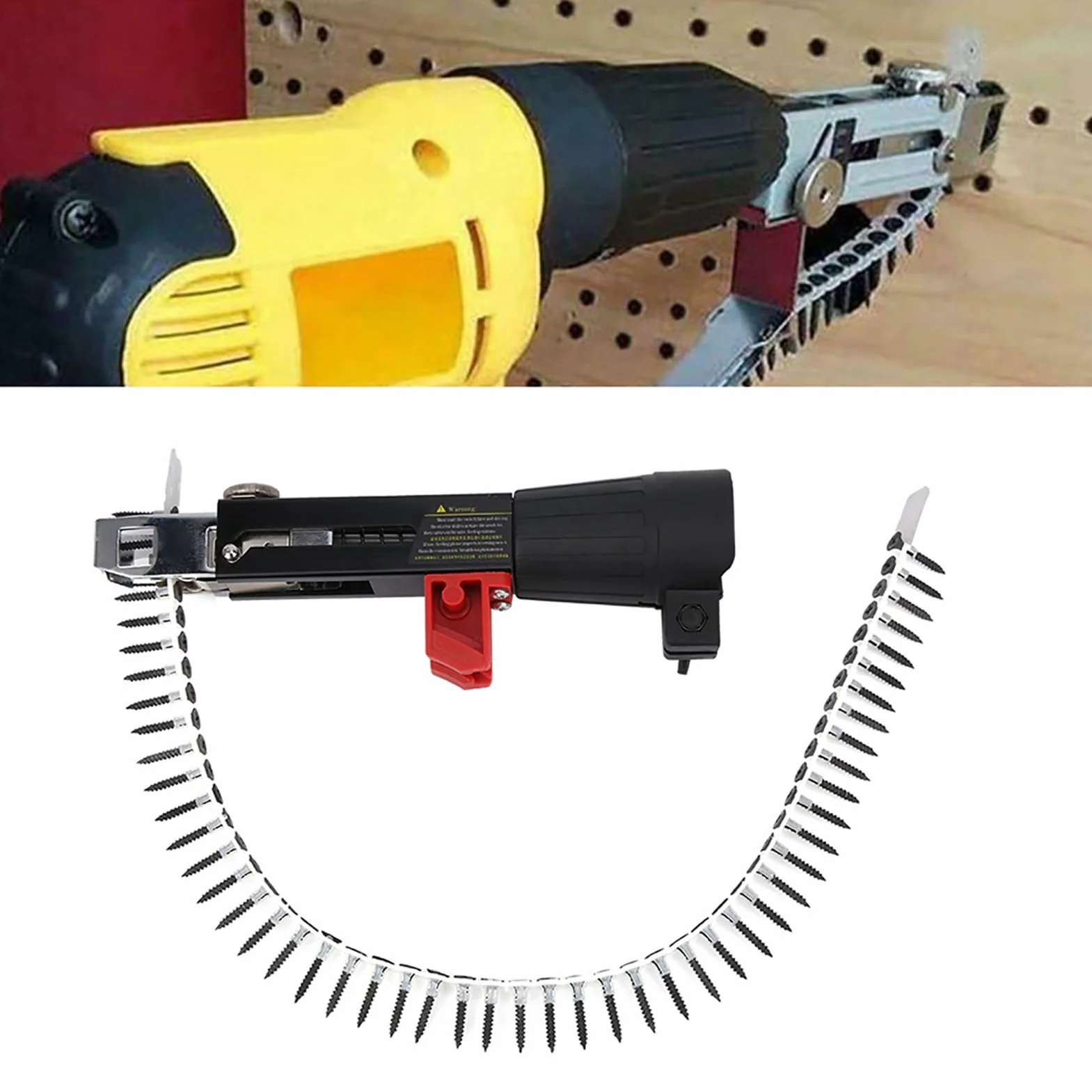 Pistola de Tornillo Adaptador, Pistola de Clavos de Cadena Automática, Equipo de Apriete de Tornillo de Taladro Eléctrico Herramienta de Carpintería para Placa de Yeso, Pistola de
