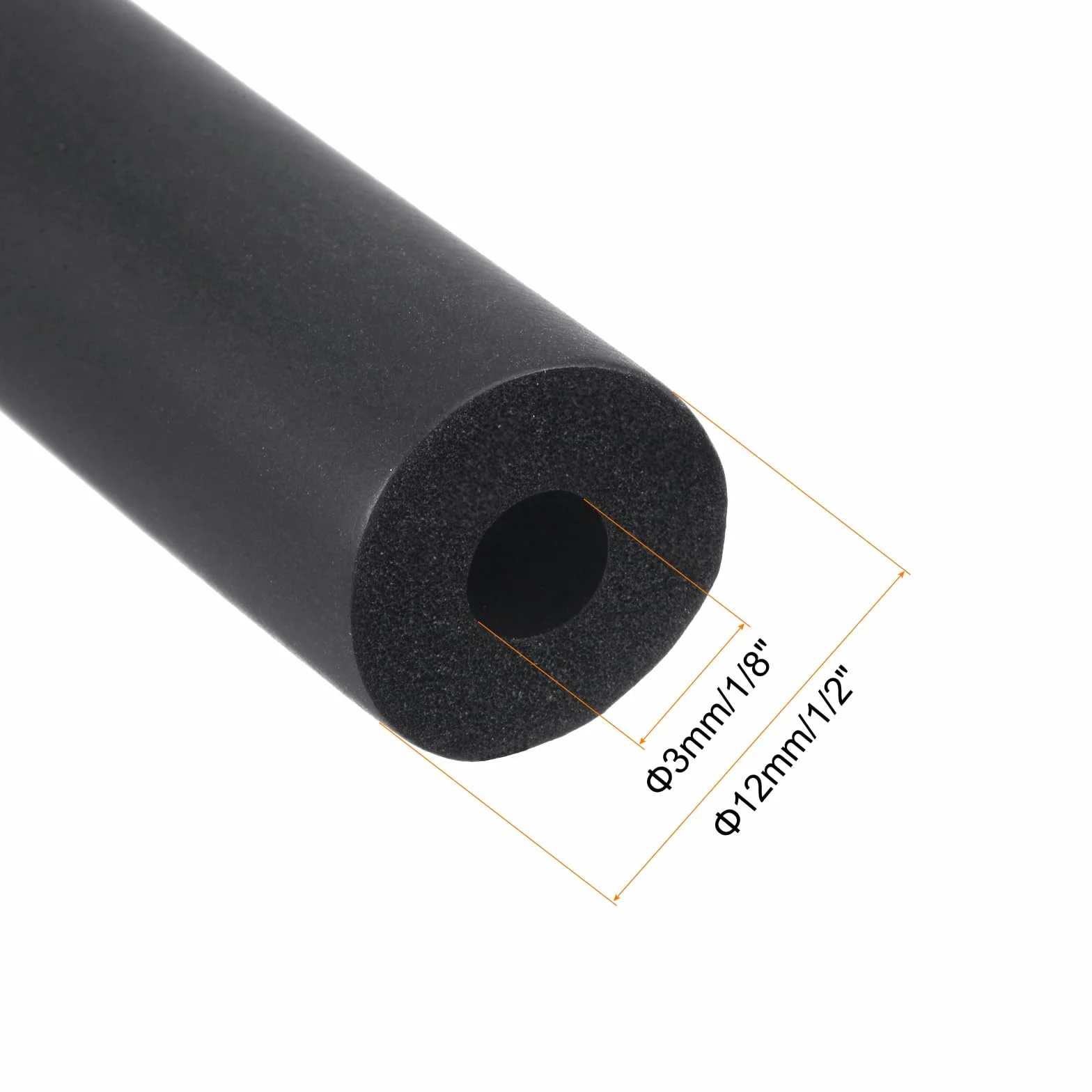 QUARKZMAN Tubo de Espuma para Soporte de Agarre de Mango, Aislamiento de Tubería Fuera del Revestimiento de Tubería, 3mm (1/8") ID 12mm (1/2") OD 1m Negro