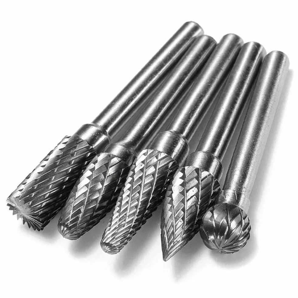 Gasea 5pcs Fresas Diamante, 1/4 pulgada de Fresa Metal Lápices Set Taladro bit para Herramientas Rotativas Molienda Pulido Grabado de Bricolaje