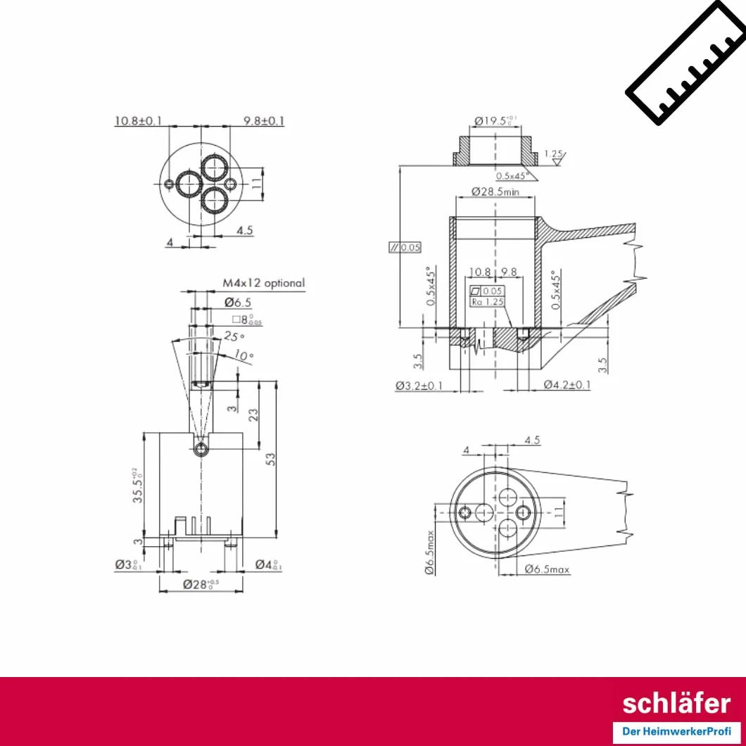 Schläfer 480069 | Cartucho grifo mezclador Ø 28 mm, cartucho de repuesto universal Kerox K-28 de cerámica, para grifos mezcladores monomando de cocina, baño, ducha y bañera