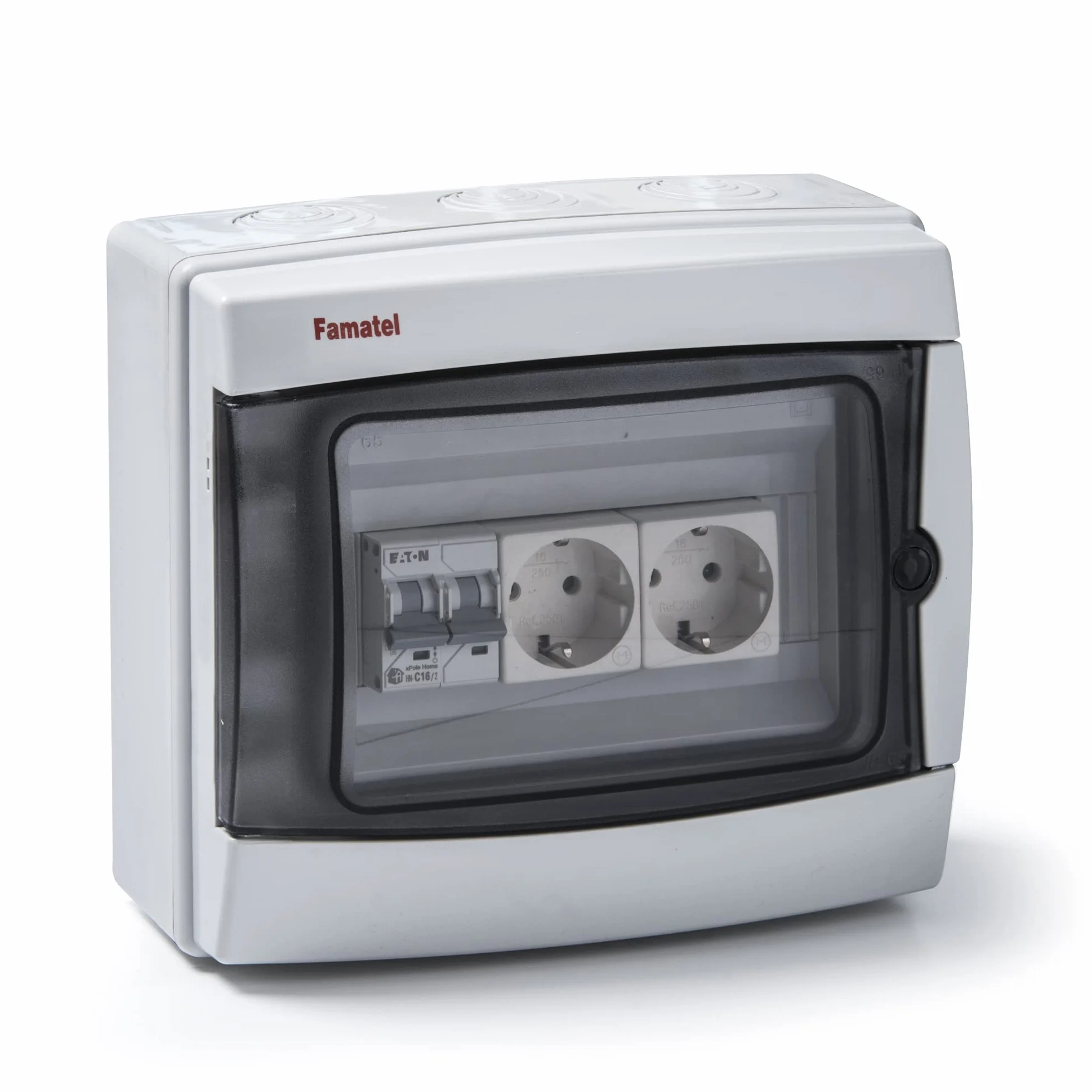 Famatel M260287 - Armario electrico superficie ip65 2 tomas con diferencial