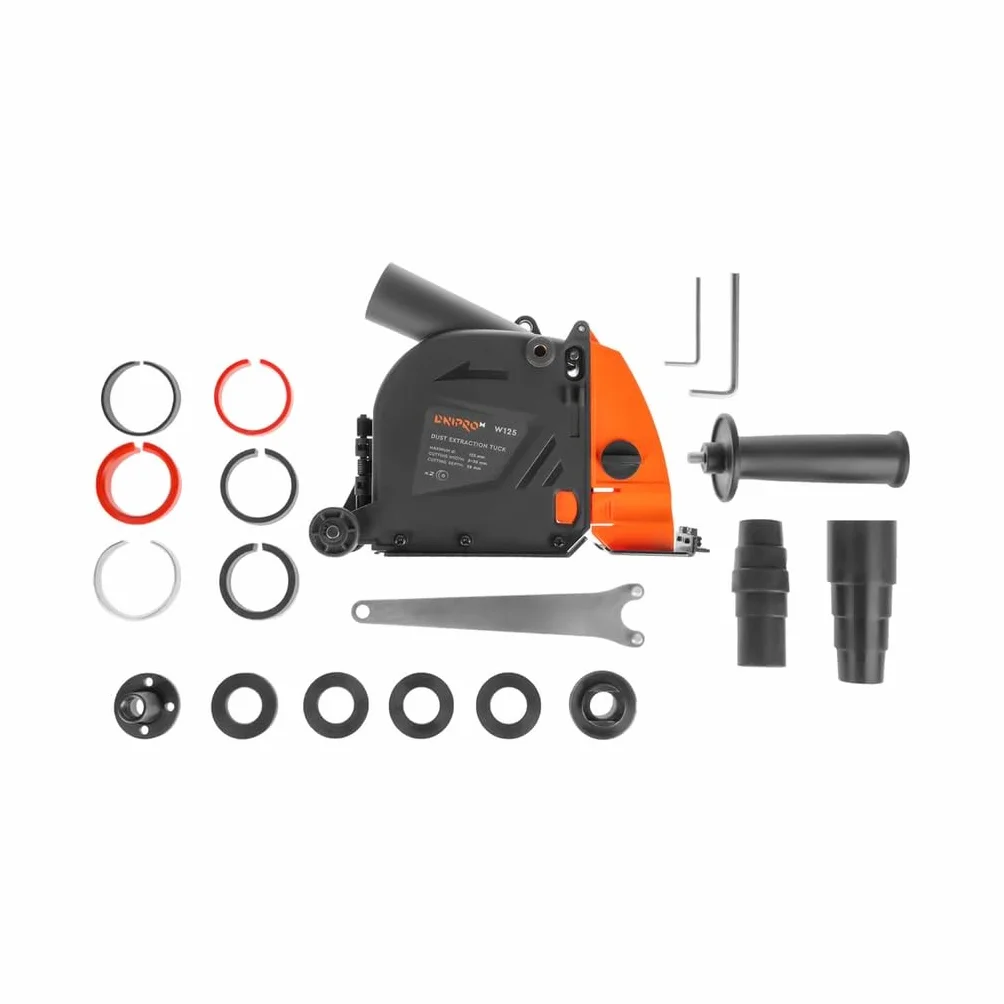 Cubierta antipolvo con aspiración para amoladora 125mm, protector para corte de hormigón, piedra y ladrillo, profundidad ajustable 6-28 mm. W125