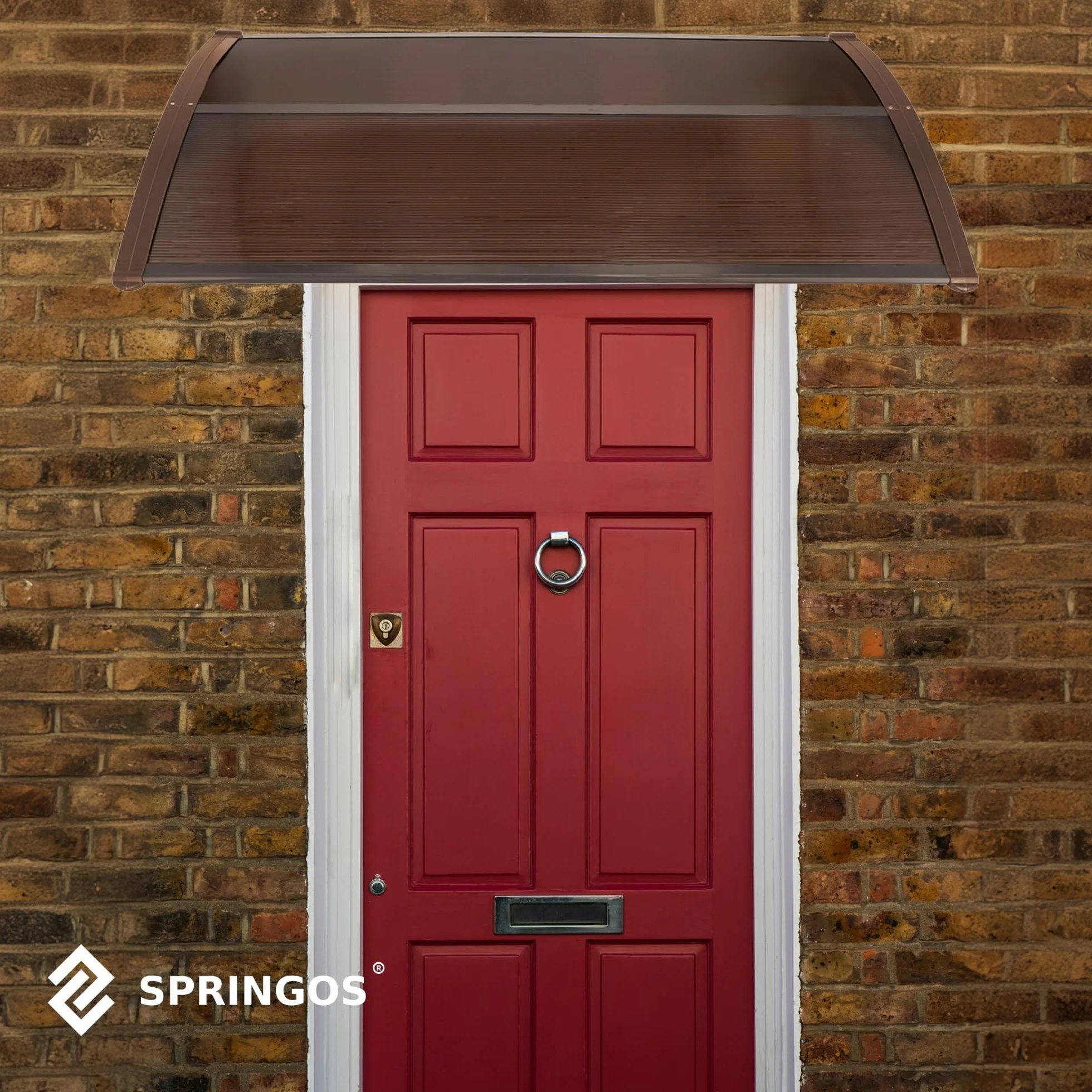 SPRINGOS Marquesina para puerta de entrada curvada 150x75x23 cm Aluminio Policarbonato