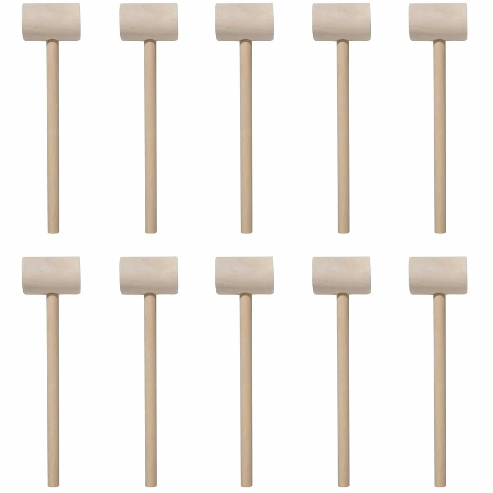 10 mazos de madera, mini mazos de madera maciza para romper chocolate y artesanía en cuero, herramienta de bricolaje para carpintería (cilíndrico)