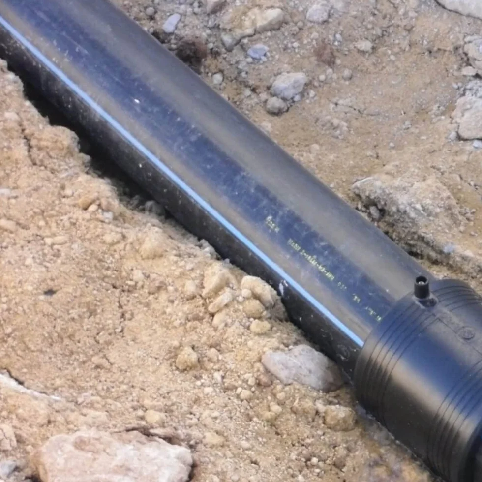 Tuberia agua potable 25mm 10 bar 100m PE100 Alimentaria alta densidad Polietileno banda azul AENOR negro