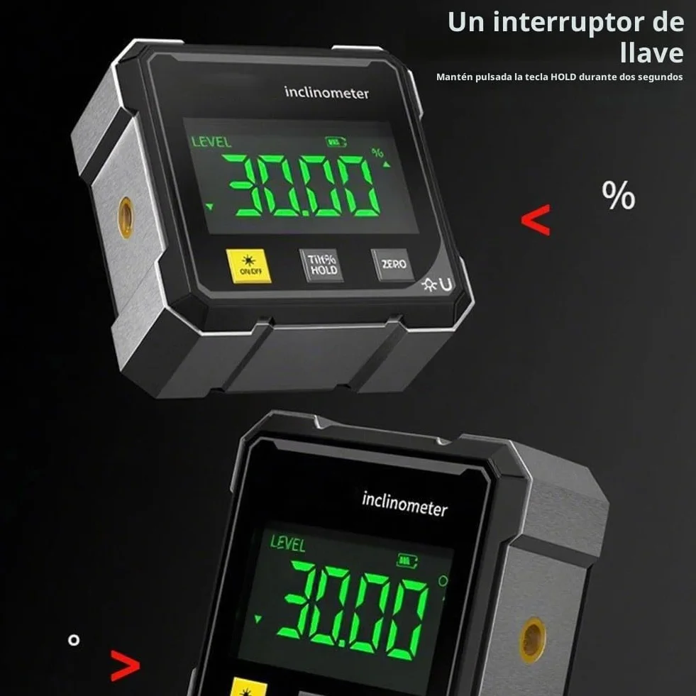 Buscador de ángulos digital con indicador electrónico de ángulo magnético fuerte de 4 lados, inclinómetro con retroiluminación, transportador de inglete de sierra de mesa, buscador de ángulos
