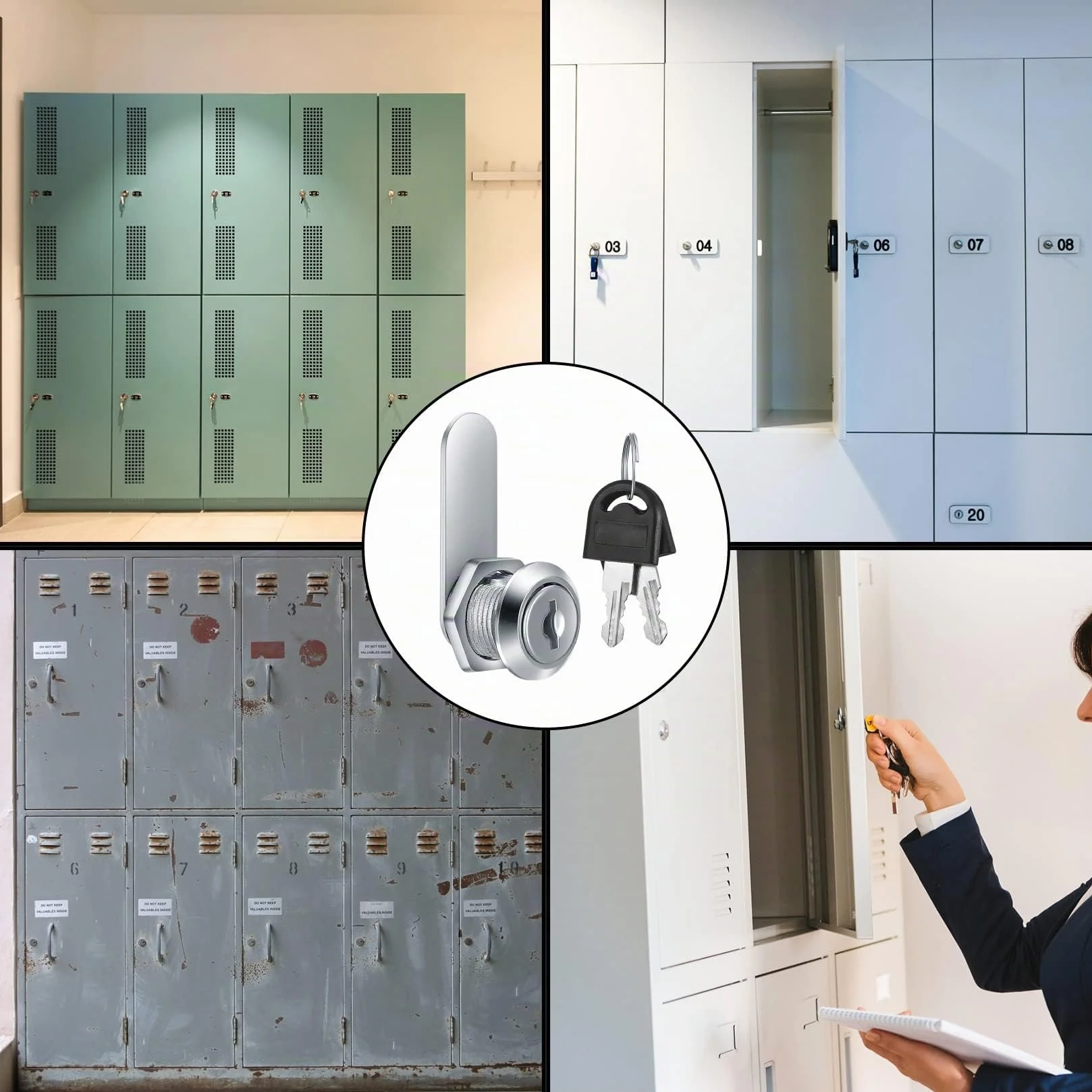 Cerradura de Seguridad para Buzón 16mm 6 Piezas, Bloqueo de Leva con Llaves para Armario Taquillas