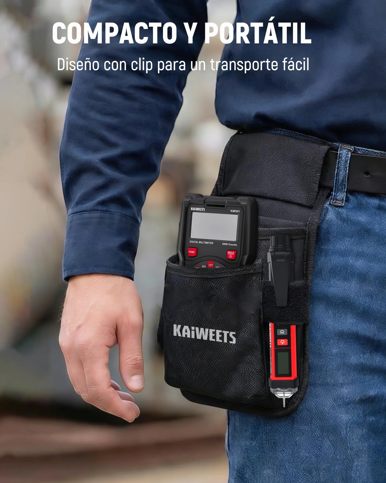 KAIWEETS Detector de Voltaje NCV 12-1000V AC Probador con Pantalla LCD Indicador Señal Alarma Sonora Linterna LED Buscapolos Eléctrico ETL CAT IV