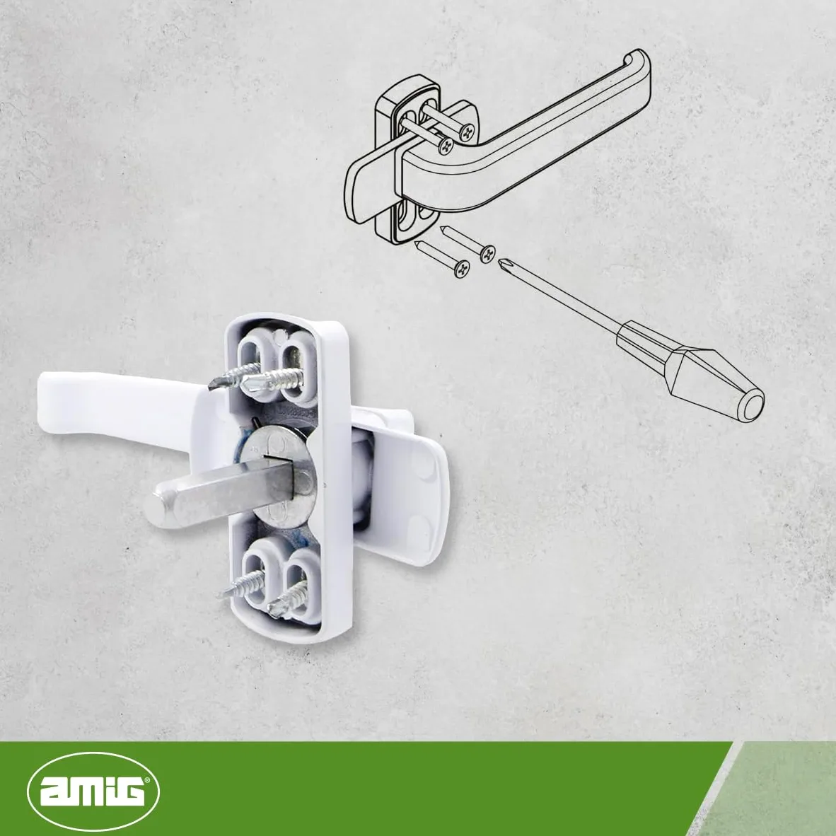 Amig - Juego de Manilla de Roseta Reforzada - Modelo Sendoa - Fabricada en Aluminio - Medida: 125 X 66 mm - Cuadradillo de 8 mm - Blanco