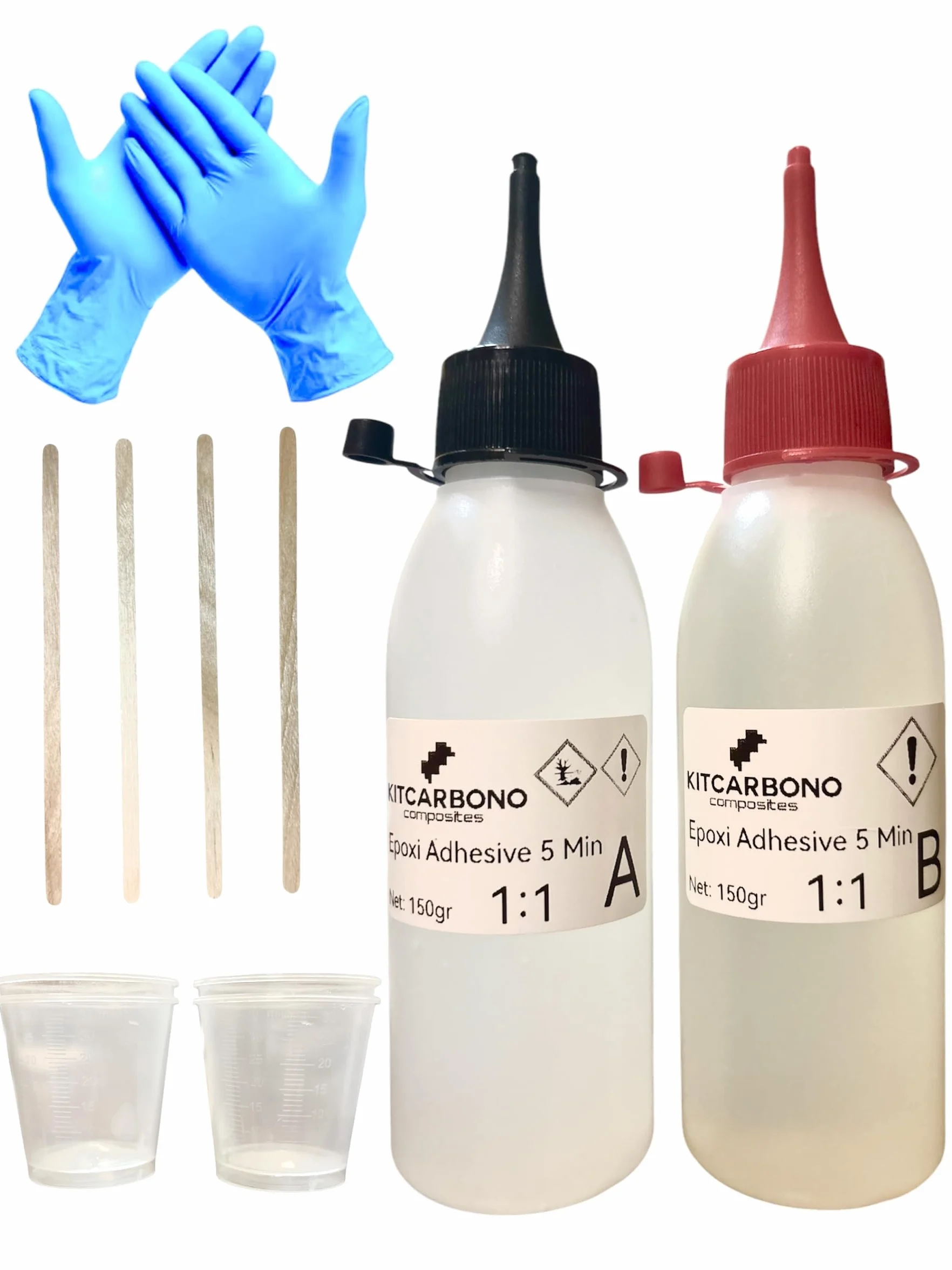 Pegamento Epoxi Profesional Ultrafuerte 300gr Resina Epoxi Extra Fuerte para Reparación Rapida, Adhesivo Epoxi 5 minutos para Madera, Cerámica, Metal, Fibra de Carbono