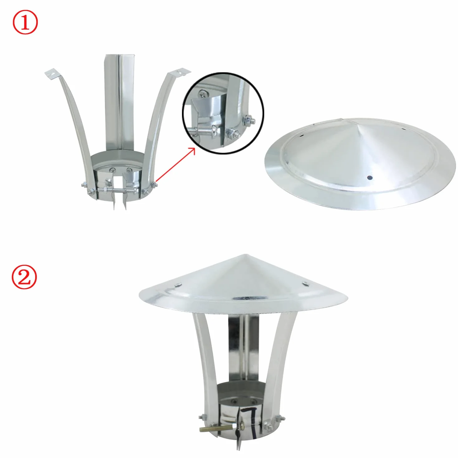 Caperuza salida humos sombrerete antiviento estufa pellet leña tapa terminal tubo chimenea barbacoa antilluvia conducto (140mm Diámetro interior)