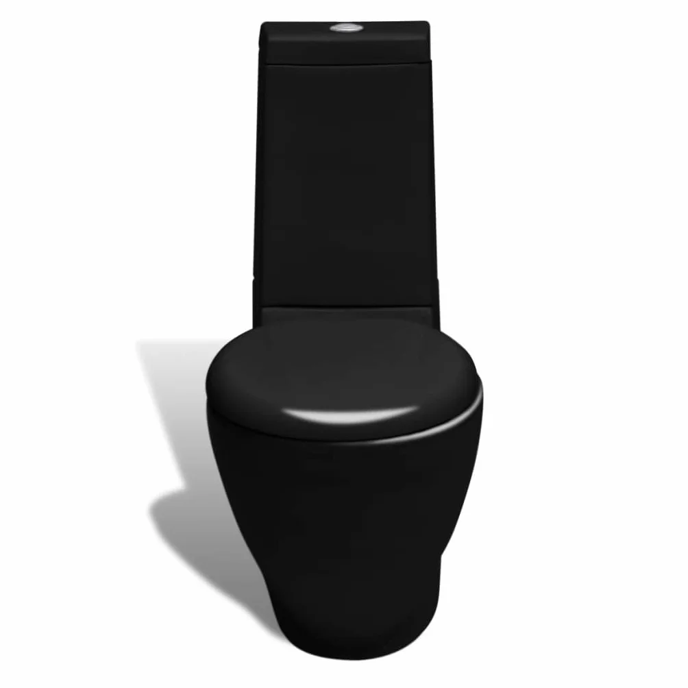 vidaXL Set de Inodoro y Bidé Suelo Pie Cerámica Negro Váter WC Retrete Bidet