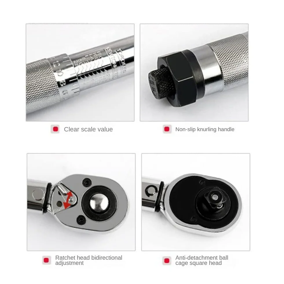 marian Llave dinamométrica de 1/2 pulgada para coche, llave dinamométrica de carraca rápida, color plateado