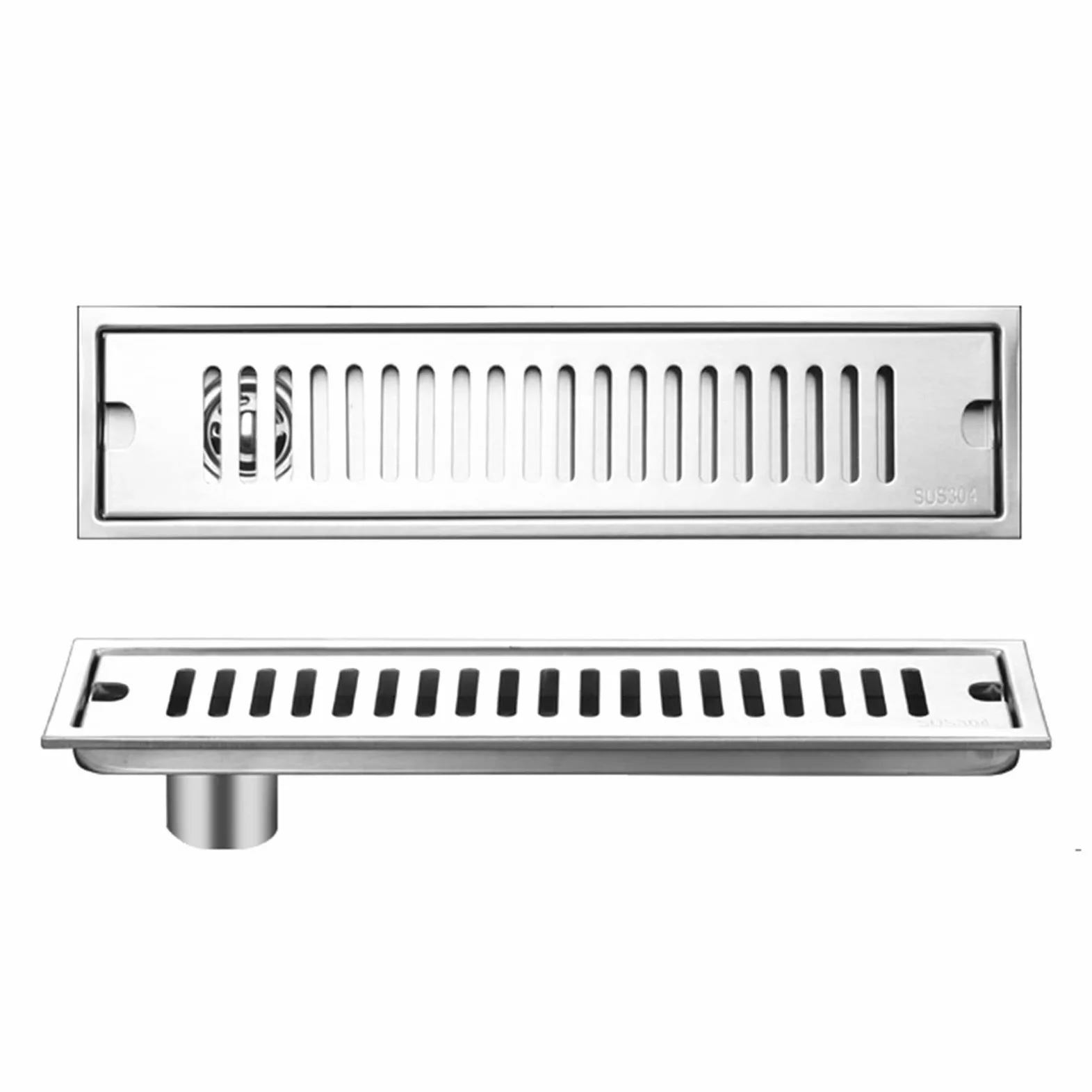 Tissting Desagüe de Ducha, 40cm Trampa para El Cabello Sumidero | Acero Inoxidable con Filtración Doble Sumidero Ducha Sifón y Filtro Desague Ducha para Baño,Cocina y Balcón(Side Drainage)