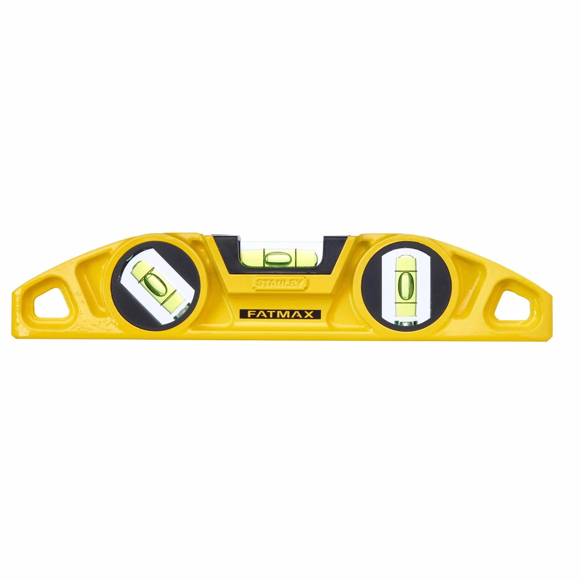 STANLEY FATMAX Nivel Torpedo magnético, Longitud 22 cm, cuerpo de aluminio, 3 burbujas, precisión de 0.5 mm/m, base magnética en V para tubos, 0-43-603