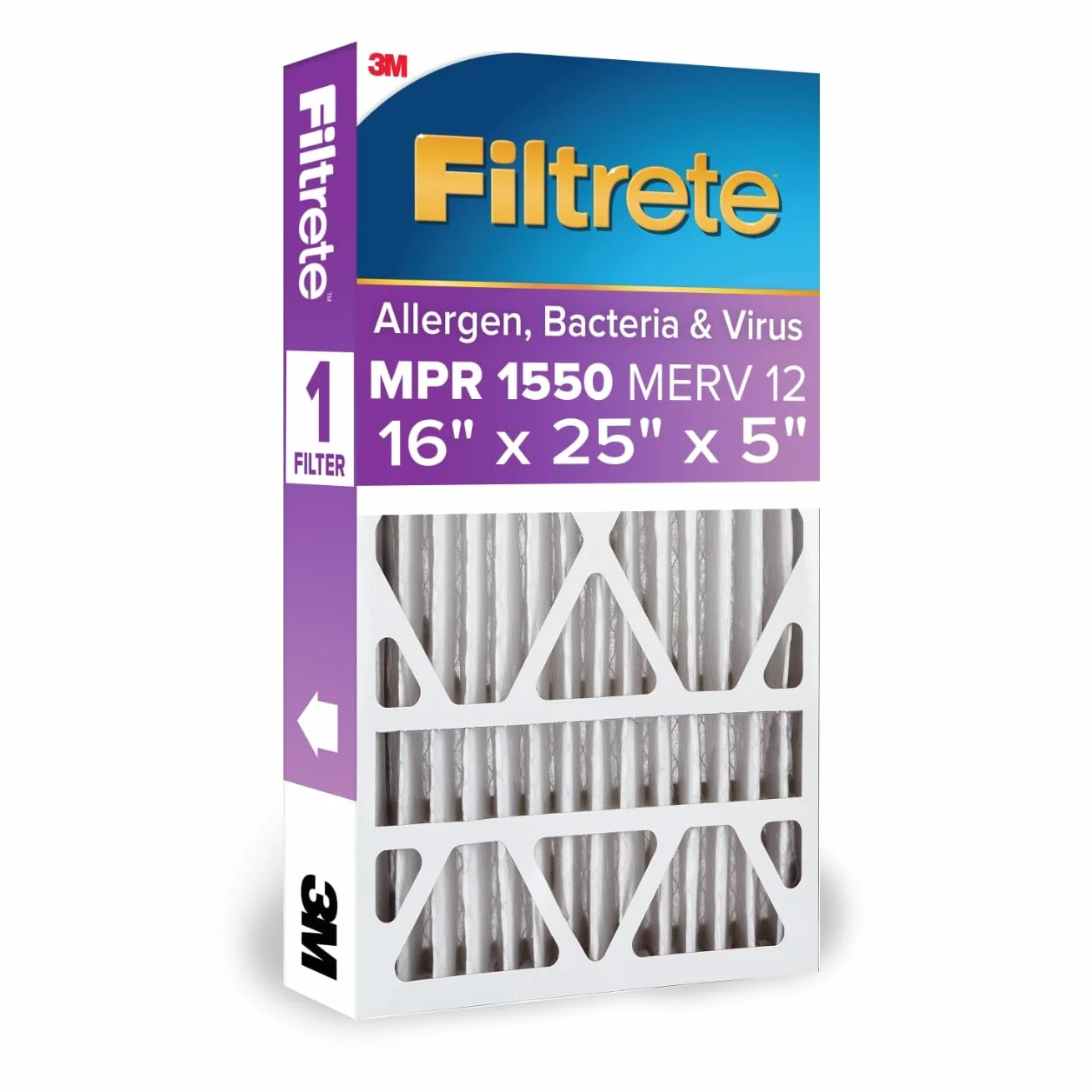 Filtrete Healthy Living Ultra Deep allergènes filtre plissé, MPR 1550, 50,8 cm X 50,8 cm X 10,2 cm (4–3/20,3 cm de profondeur), 4-pack, NDP01-5IN-2