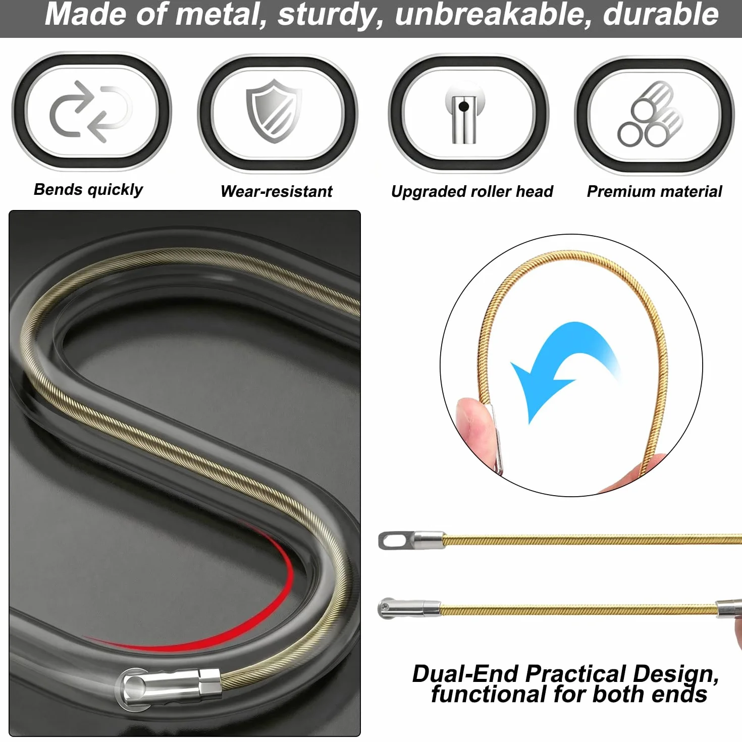 Guía pasacables 20 m 3,8 mm muelle de inserción metal cinta inserción tracción alambre introducir cables eléctricos