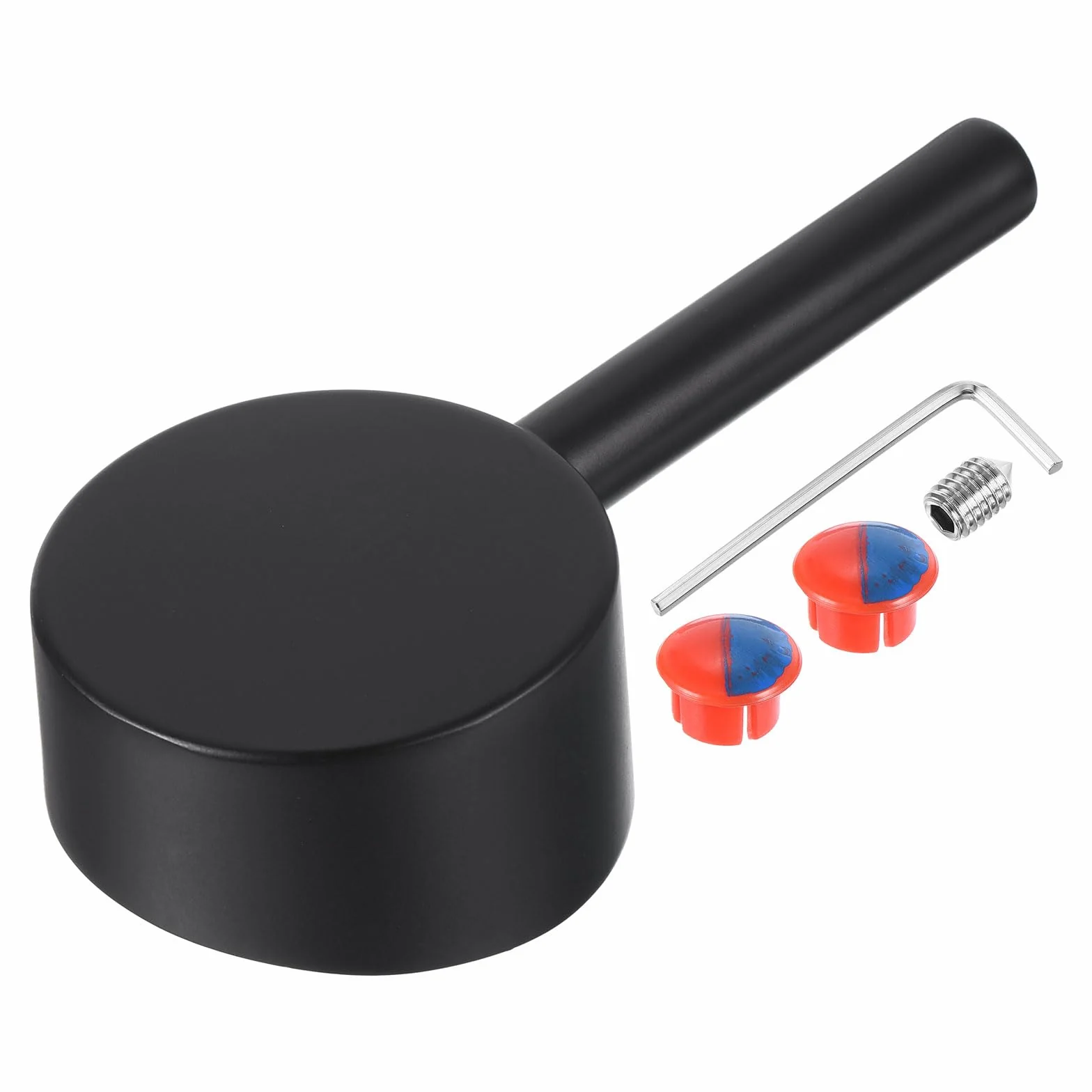 uxcell Manija de grifo de una sola palanca para cartucho de 40 mm, mango de llave de aleación de zinc de repuesto para cocina, baño, ducha, 4.3 x 1.8 pulgadas, color negro
