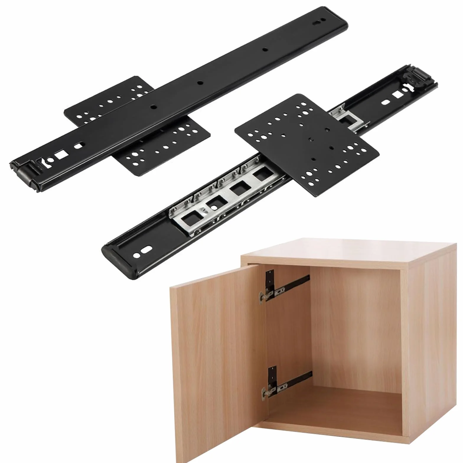 Rieles ocultos para puertas de armario, 2 unidades de 30-70 cm para puertas de armario, guías de bolas, montaje lateral, deslizadores de puerta corredera para armario (50 cm)
