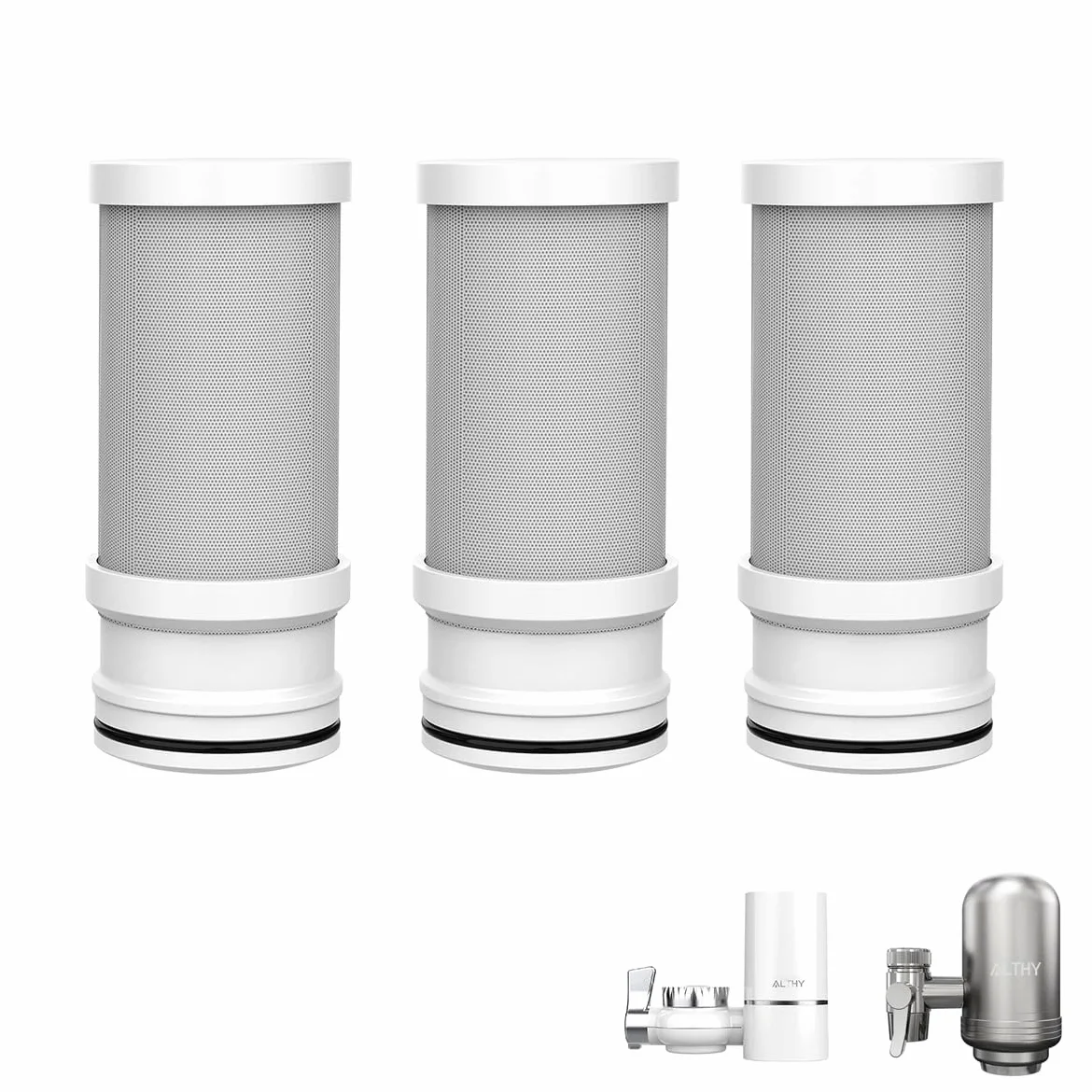 ALTHY Accesorios de repuesto de filtro de agua para grifo para sistema T1/T2, incluye 3 piezas