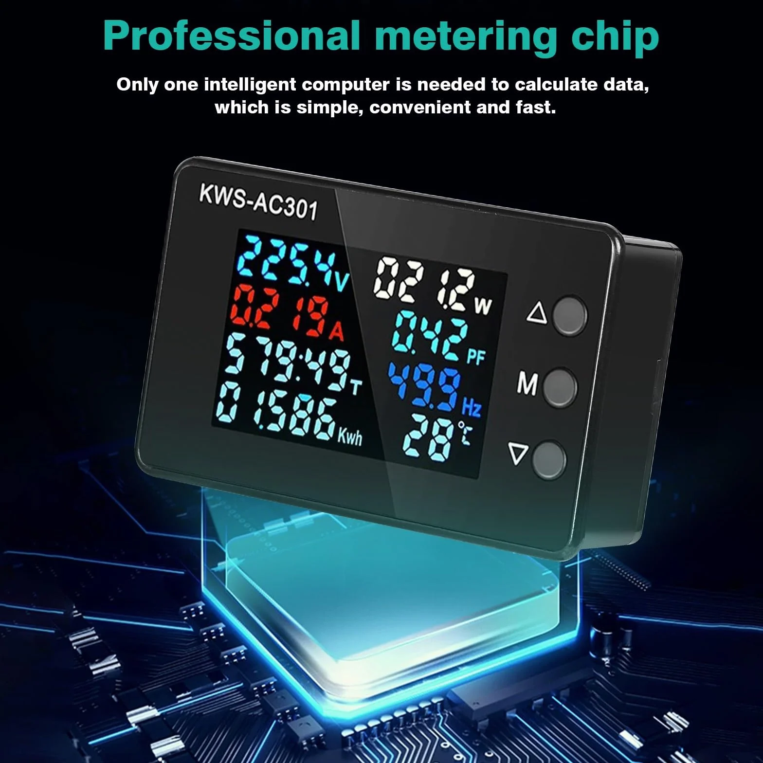 DEWIN Medidor de Consumo Electrico, KWS-AC301 Voltímetro Amperímetro Vatímetro Medidor de Potencia y Energía Medidor Eléctrico Medidor de Electricidad 0-100A CA 50-300V
