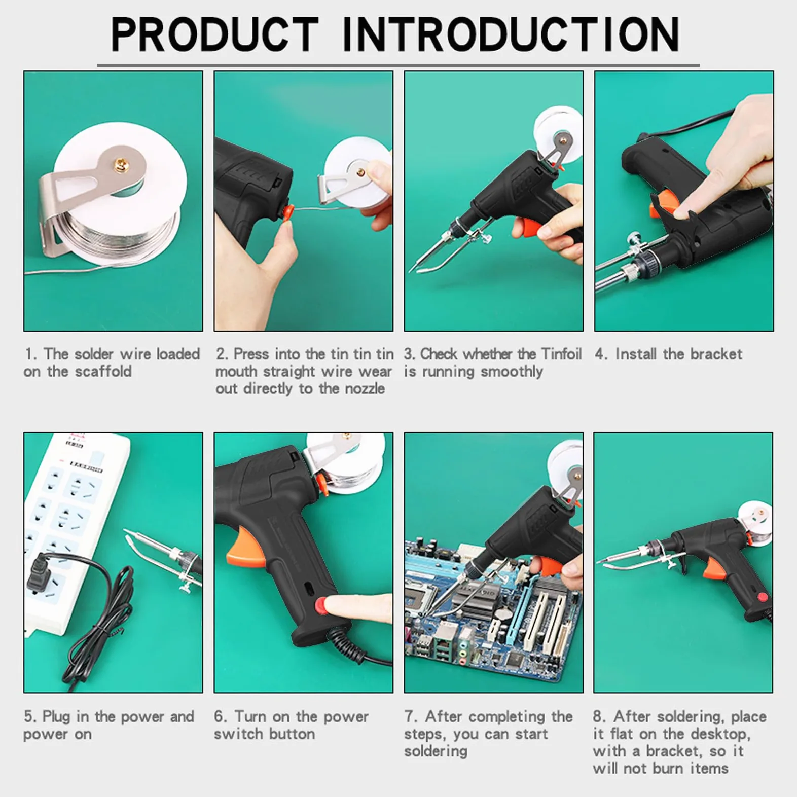 Internally Heated Industrial Welding Tools, Multi-Function Soldering Iron Soldering Gun Set, Automatic Corded Soldador Para Metales, Portátil individual, Negra (Calentamiento interno)