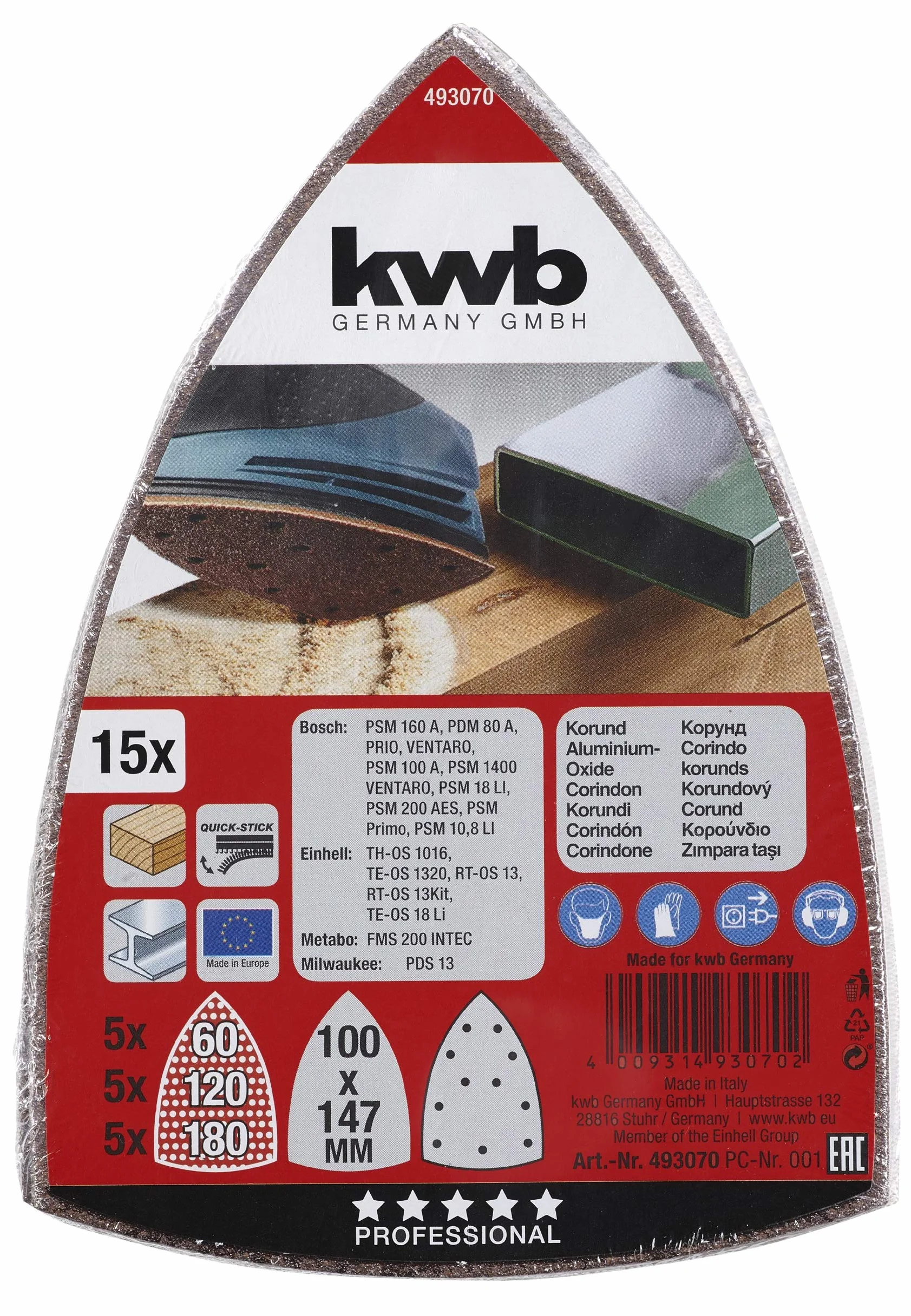 KWB 4930-70 - Papel de lija ,15 papel de lija (100x147mm)