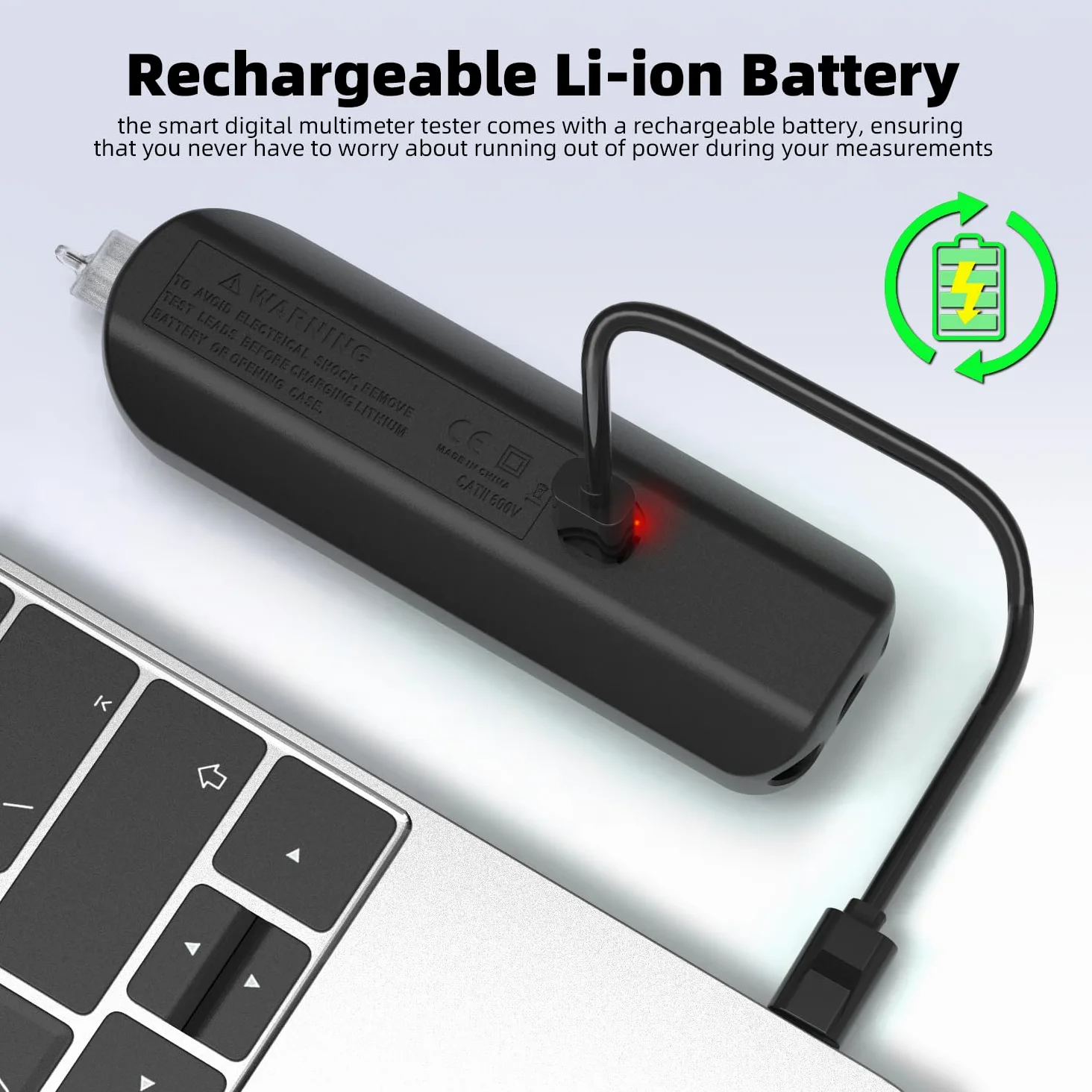 BSIDE A1X Multímetro Digital Inteligente Mini Detector de Voltaje Sin Contacto Recargable con Pantalla ID Tester Automático de Voltaje Continuidad Resistencia Probodor de Capacidad Diodo con Estuche
