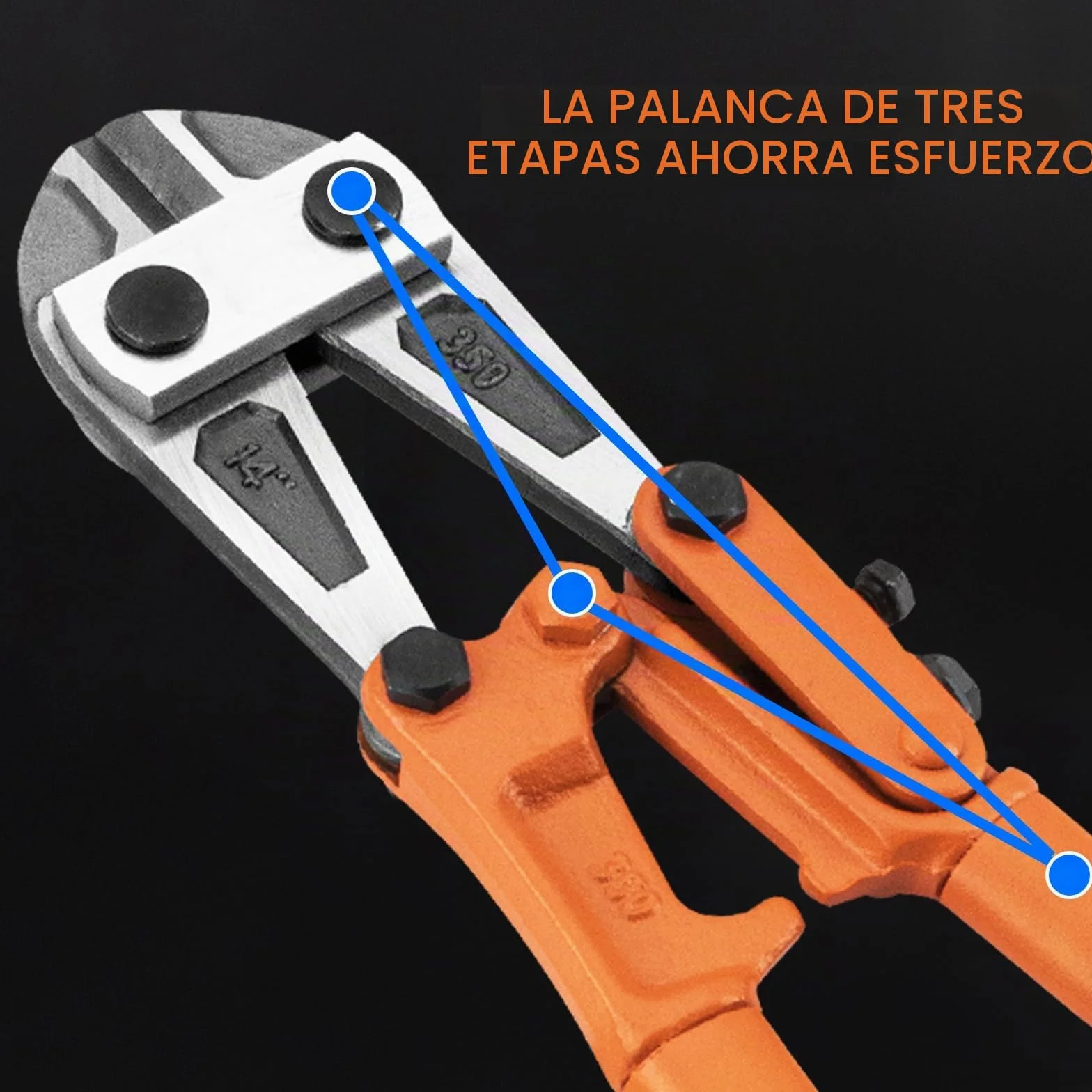 Meccion Cortador de pernos resistente de 14 pulgadas para cortar vallas, alambre de acero, cadena, varillas de metal, tornillos, cerraduras, remaches y candado pequeño con asas de goma antideslizantes