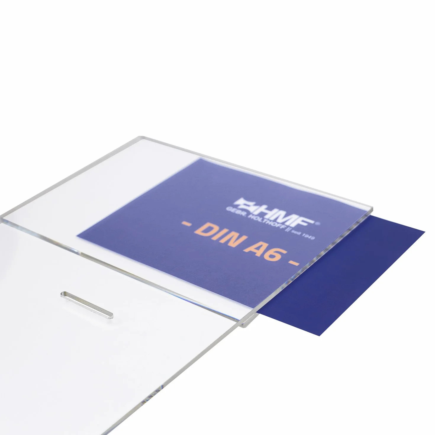 HMF 46912 Caja de donación de acrílico con inserto de hojas | 15,5 x 11 x 11 cm | Din A6 | Transparente