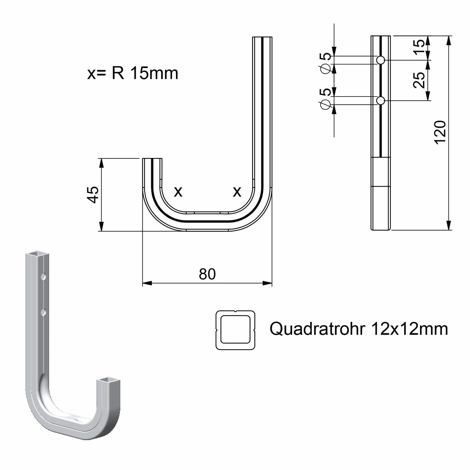 Colgador Universal OrgaTech Gancho de Pared Acero Cincado 80 x 120 mm 45 kg