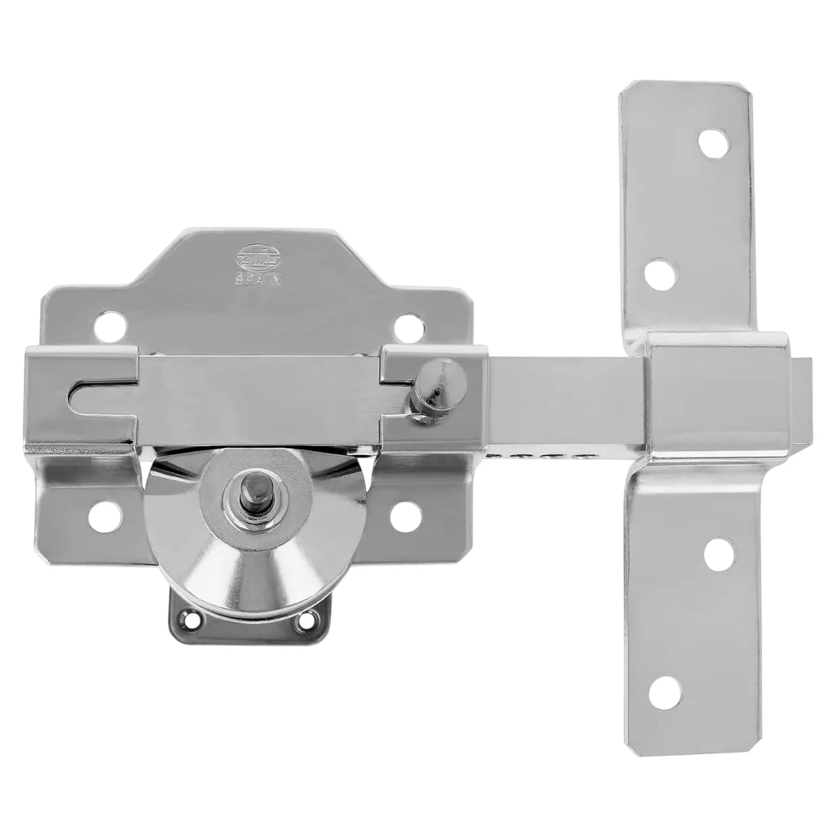 Amig - Cerrojo de Sobreponer para Puertas con Cilindro de Seguridad y Pestillo de Apertura - Acero - Color Plateado - Cilindro 70 mm - Incluye 5 Llaves de Punto - 88 x 153 mm
