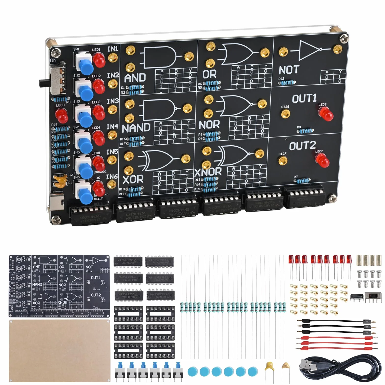 Kit de soldadura con indicador LED, juego de soldadura electrónica BANRIA para aprender a soldar con AND OR NO NAND NOR XNOR, circuitos lógicos digitales para estudiantes, escuelas, STEM