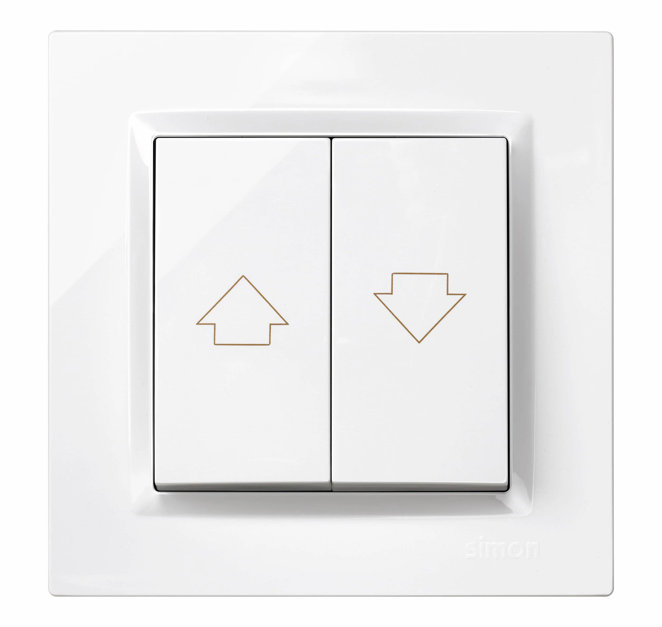 SIMON - Pulsador de Persianas, Interruptor Empotrable Pared, Serie Simon 10, Fácil de Instalar, Apto para Interiores, Incluye Marco, Tapa y Mecanismo, Pulsador Inteligente Color Blanco